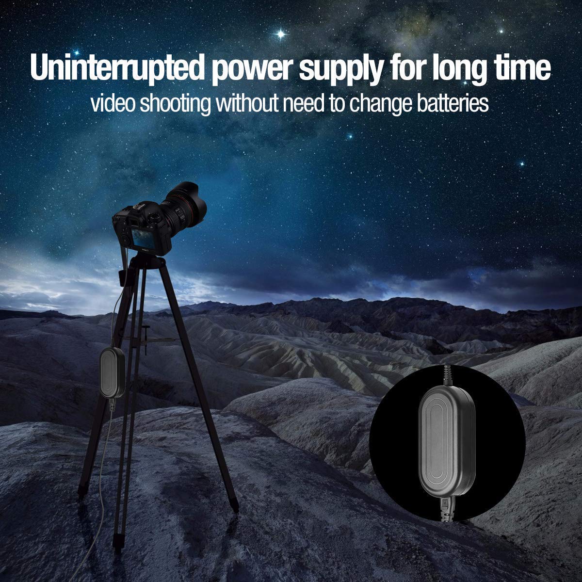 ENEGON ACK-E10, Adaptador de alimentación de CA DR-E10 Acoplador CC Kit Cargador batería simulado para Canon EOS Rebel T3 T5 T6 T7 Kiss X50 X70 X80 X90 EOS 1100D 1200D 1300D 1500D 2000D 4000D