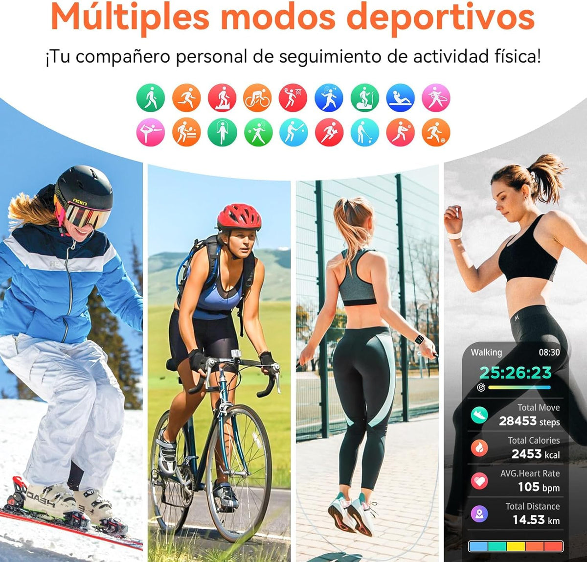 Reloj Inteligente Hwagol Negro 1.85" HD con Bluetooth y Más de 140 Modos Deportivos para Hombre y Mujer