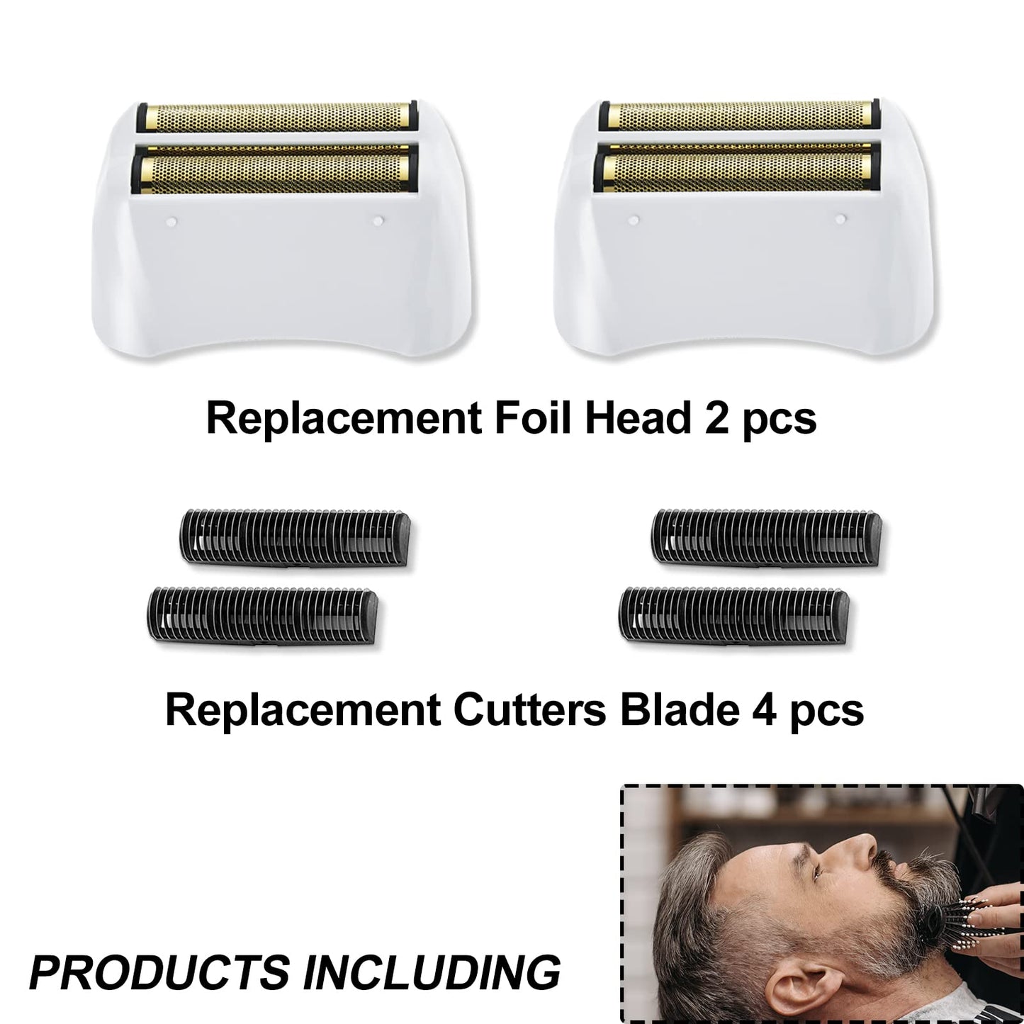 2 paquetes de láminas de repuesto y barras cortadoras, compatible con Andis #17155 y #17150 Shaver Pro Foil (dorado)