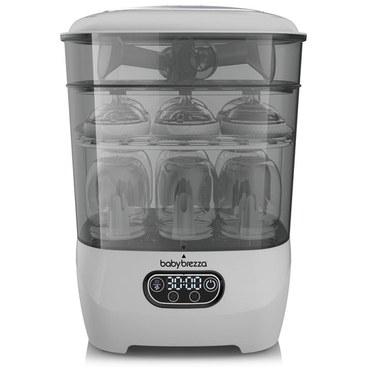 Baby Brezza - Esterilizador y secador de biberones avanzado, 33% más rápido, desinfectante de vapor de mayor capacidad, máquina de esterilización universal para todas las botellas + piezas de bomba