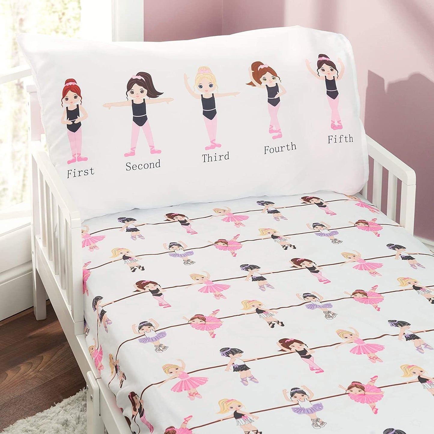 Everyday Kids - Juego de sábanas bajeras de 3 piezas para niños, sábana encimera y funda de almohada, bailarina nacida a bailar, juego de sábanas de microfibra suave y transpirable para niñas y niños