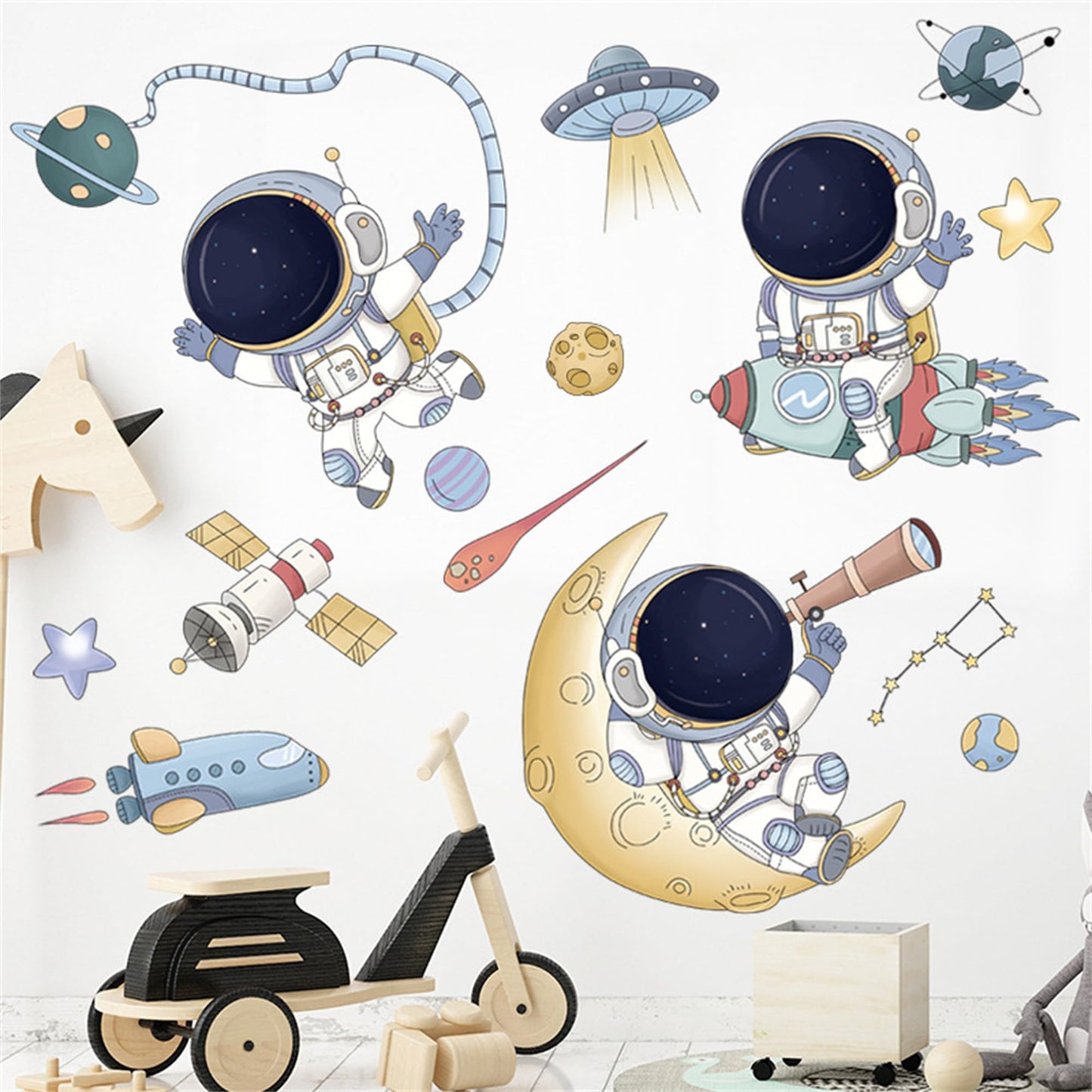 WAFT YEARN Astronauta - Calcomanías de pared para guardería, niños, recámara, sala de estar, sala de juegos, decoración de pared de la NASA (Astronaut2)