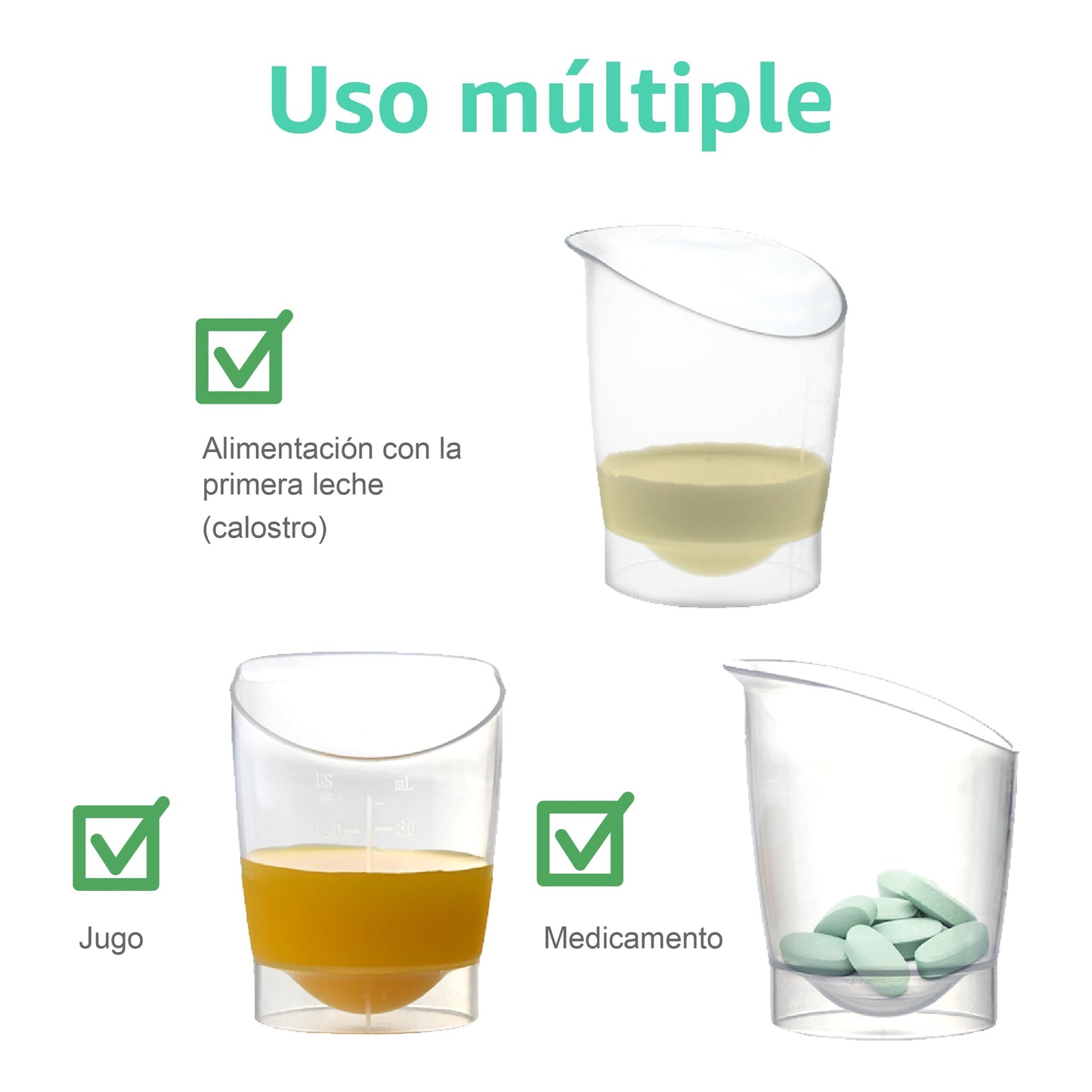 Vaso de Alimentación para Bebé Maymom, Reutilizable y Desechable para Alimentación Infantil a Corto Plazo, Recolección de Primera Leche, 1 oz, Paquete de 4