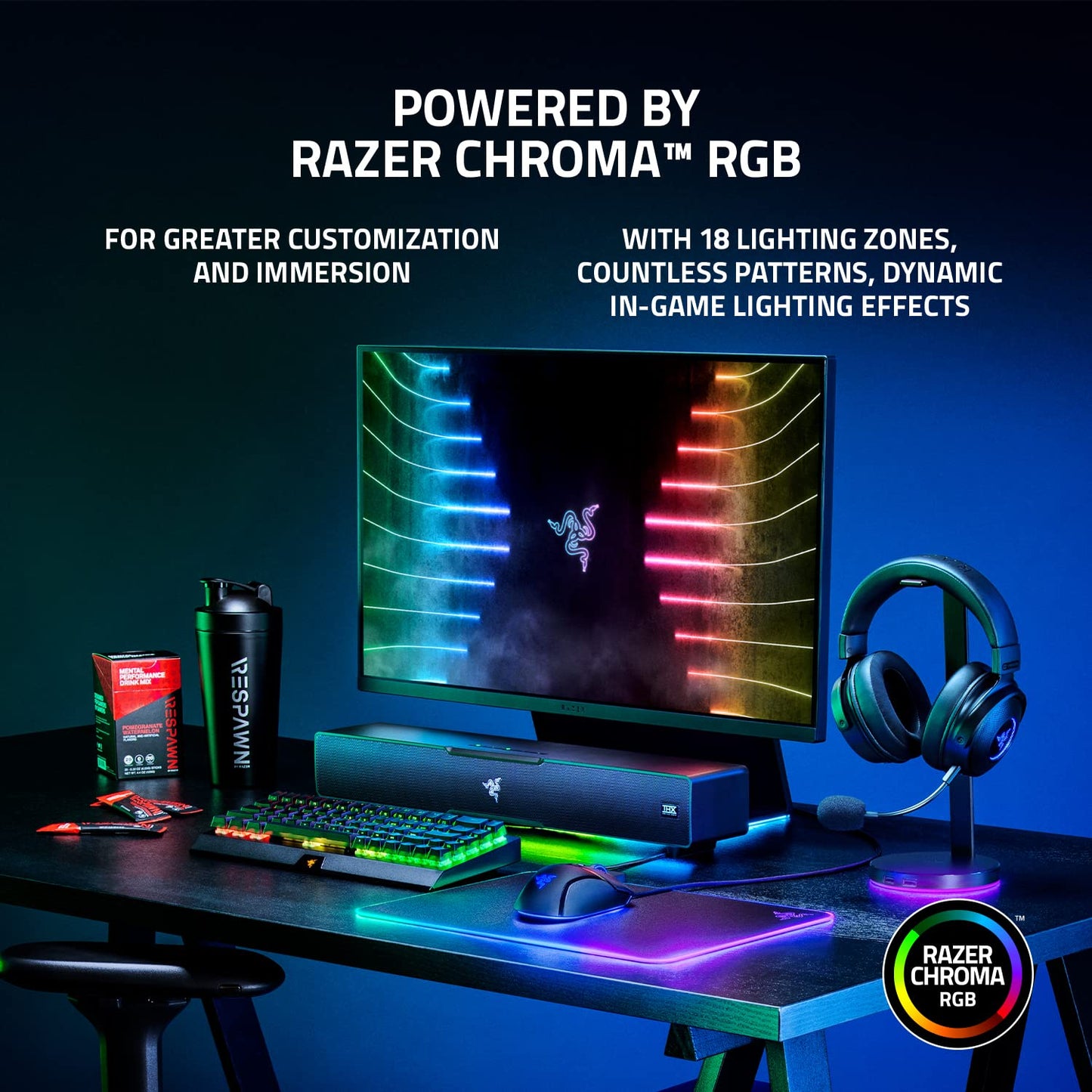 Razer Leviathan V2 - Barra de Sonido para PC con Subwoofer THX Audio Espacial, Chroma RGB