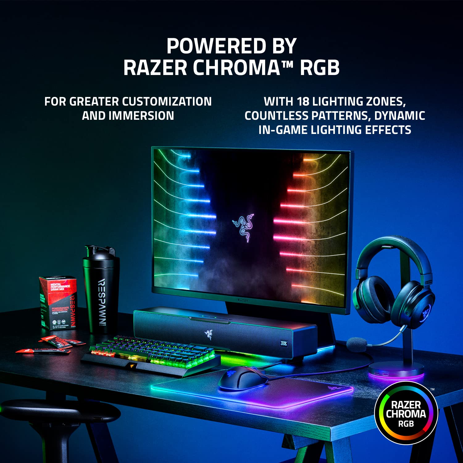Razer Leviathan V2 - Barra de Sonido para PC con Subwoofer THX Audio Espacial, Chroma RGB
