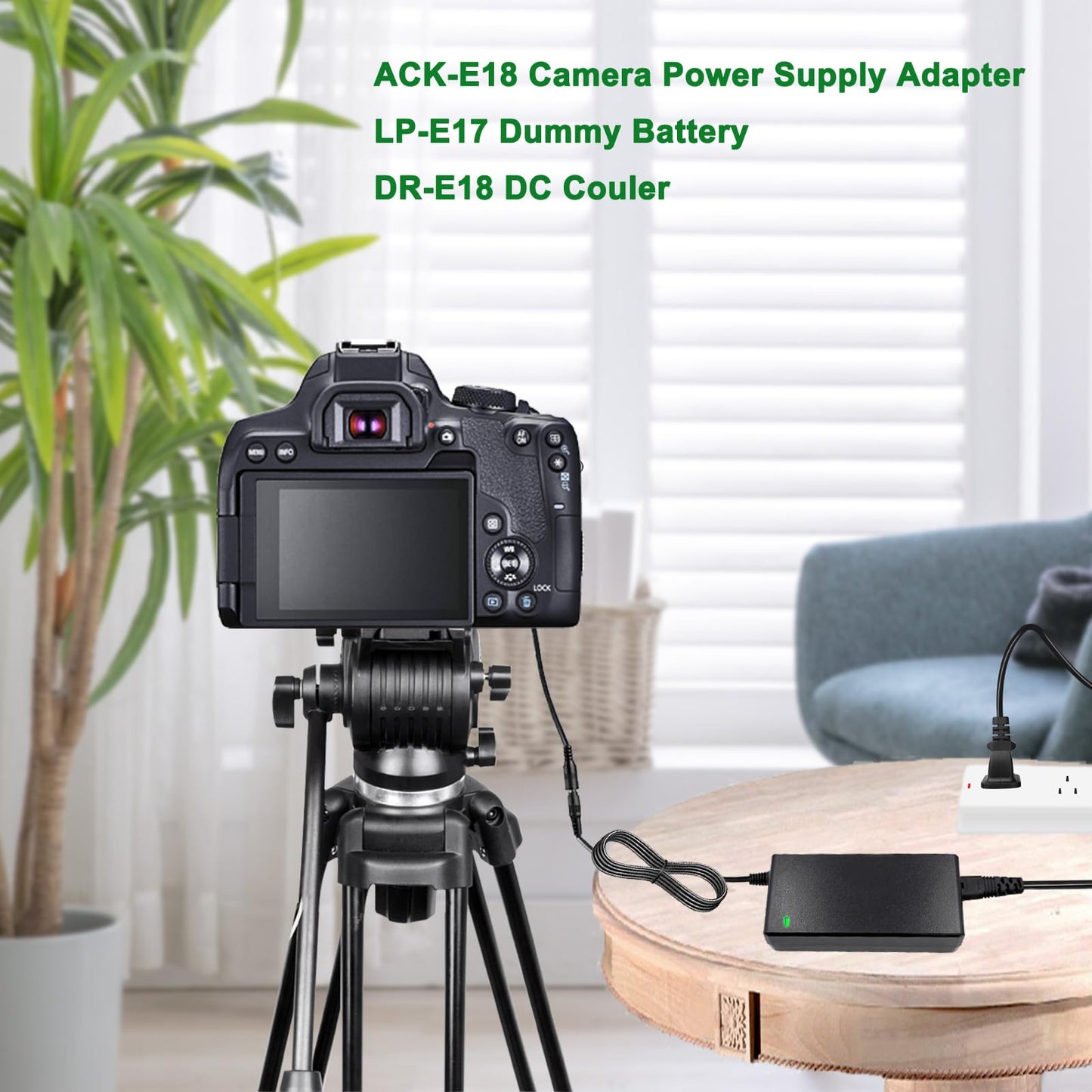 ACK-E18 AC Power Adapter Supply Kit Gonine Replacement DC Coupler DR-E18 (Replace LP-E17 Battery) Charger for Canon EOS 750D, 760D, 800D, 77D, Rebel T6i, T6s, T7i, EOS Kiss X8i, EOS 8000D Cameras.