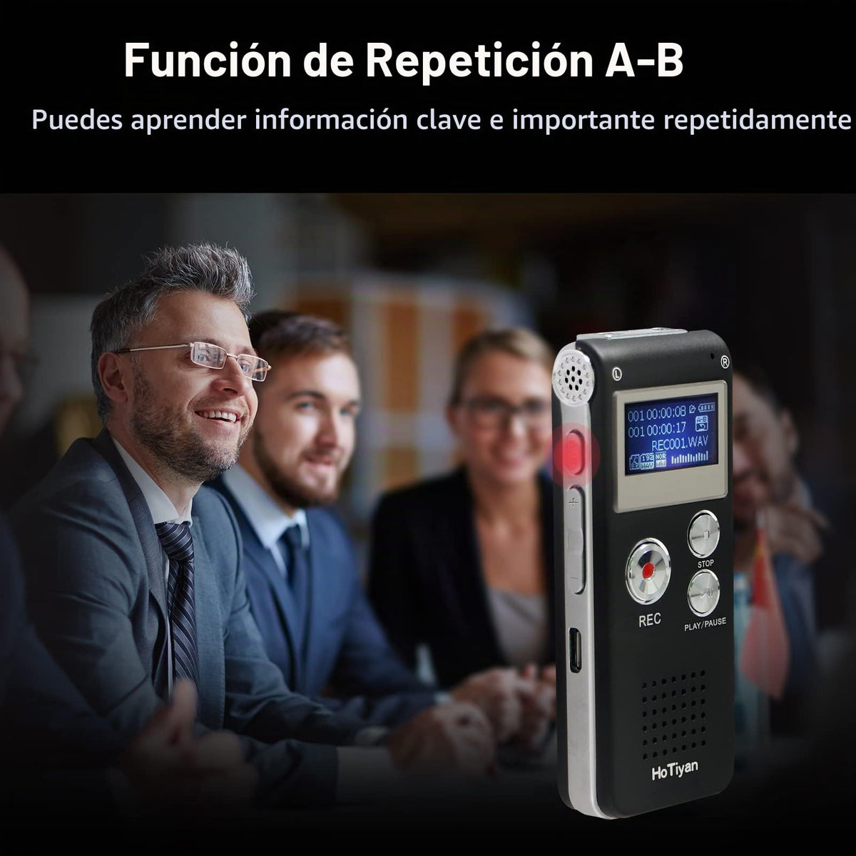 Grabadora de Voz Digital 8 GB Activación por Voz para Conferencias y Reuniones con Micrófono y Reproductor de MP3