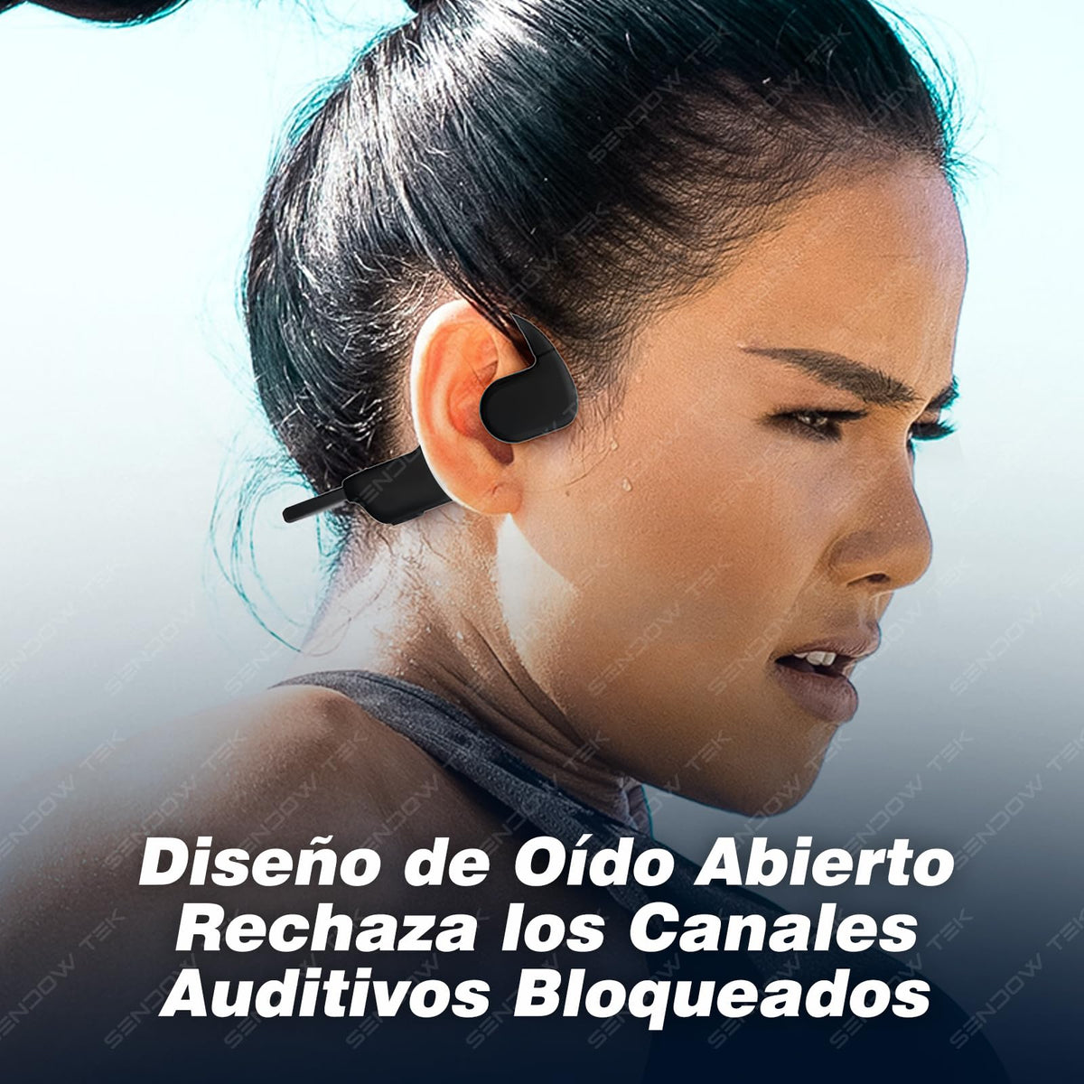 Auriculares Inalámbricos Sendowtek Negro de Conducción de Aire Impermeables IPX5 para Deportes