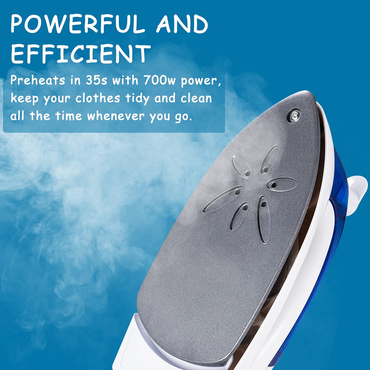 DenniesCare - Plancha de vapor portátil para ropa, plancha de mano con suela antiadherente, plancha, plancha en seco y planchado a vapor, tanque de agua desmontable con calentamiento rápido