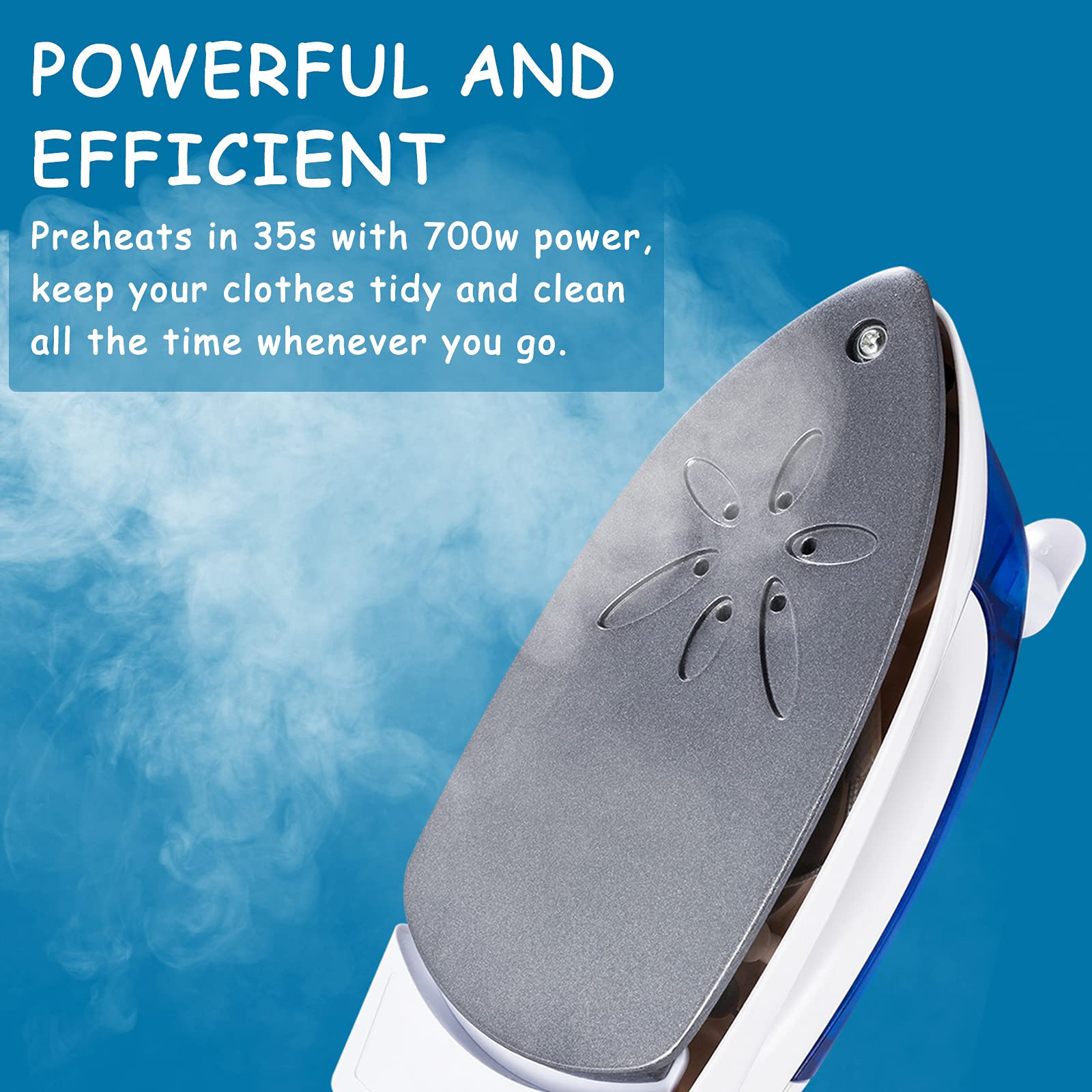 DenniesCare - Plancha de vapor portátil para ropa, plancha de mano con suela antiadherente, plancha, plancha en seco y planchado a vapor, tanque de agua desmontable con calentamiento rápido