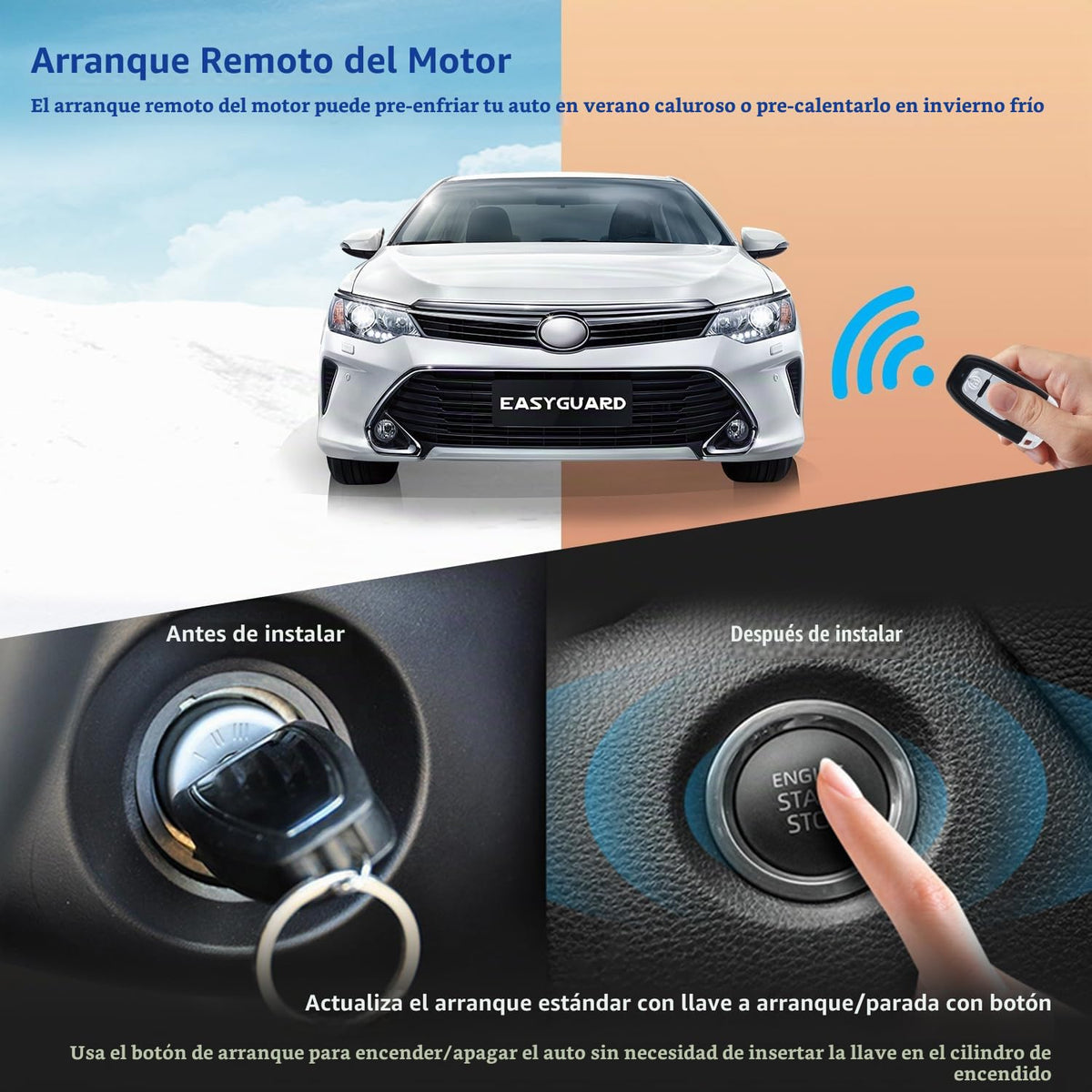 Sistema de Alarma para Automóvil EASYGUARD Smart Entry PKE Start Starter con Sensor de Impacto