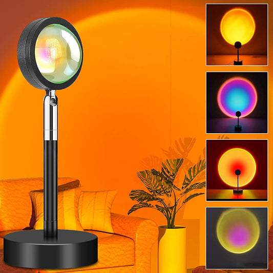 Lámpara de puesta de sol, proyector de luz arcoíris de rotación de 360 grados, lámpara de proyección nocturna para selfie/fotografía/decoración del hogar/dormitorio/sala de estar