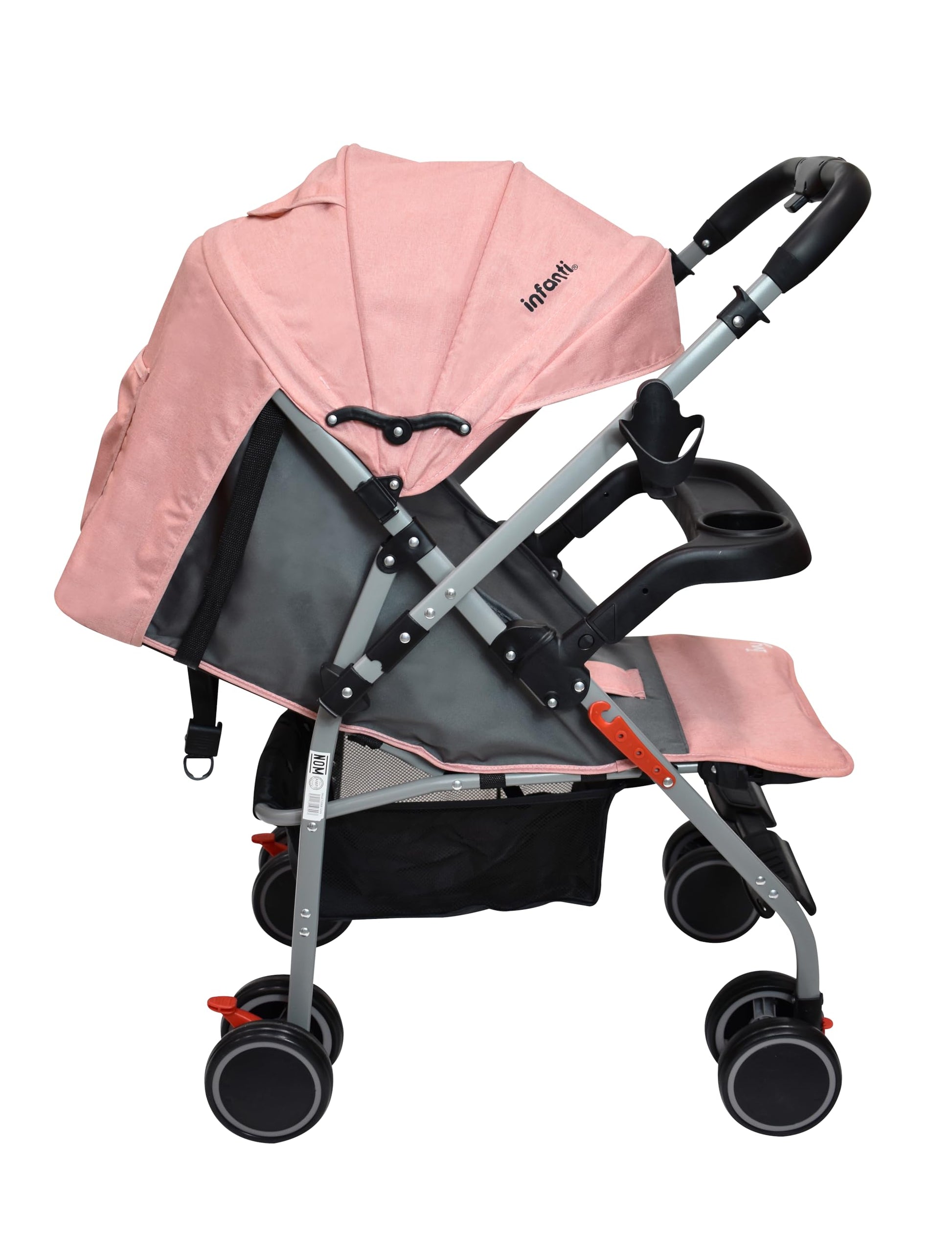 INFANTI | Carriola De Paseo Ivy | Con Mango Reversible | Ligera y Plegable | Soporta 15 kg | Multiposiciones (Salmón)