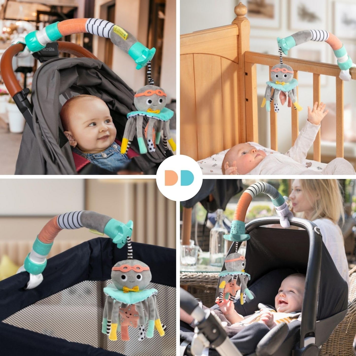 DINGLE DANGLE - Móvil de viaje - Móvil ligero y portátil para bebé, manteniendo al bebé feliz en casa o en movimiento Newborn Essentials Must Haves - Gran regalo de registro de bebé o ducha, destacado