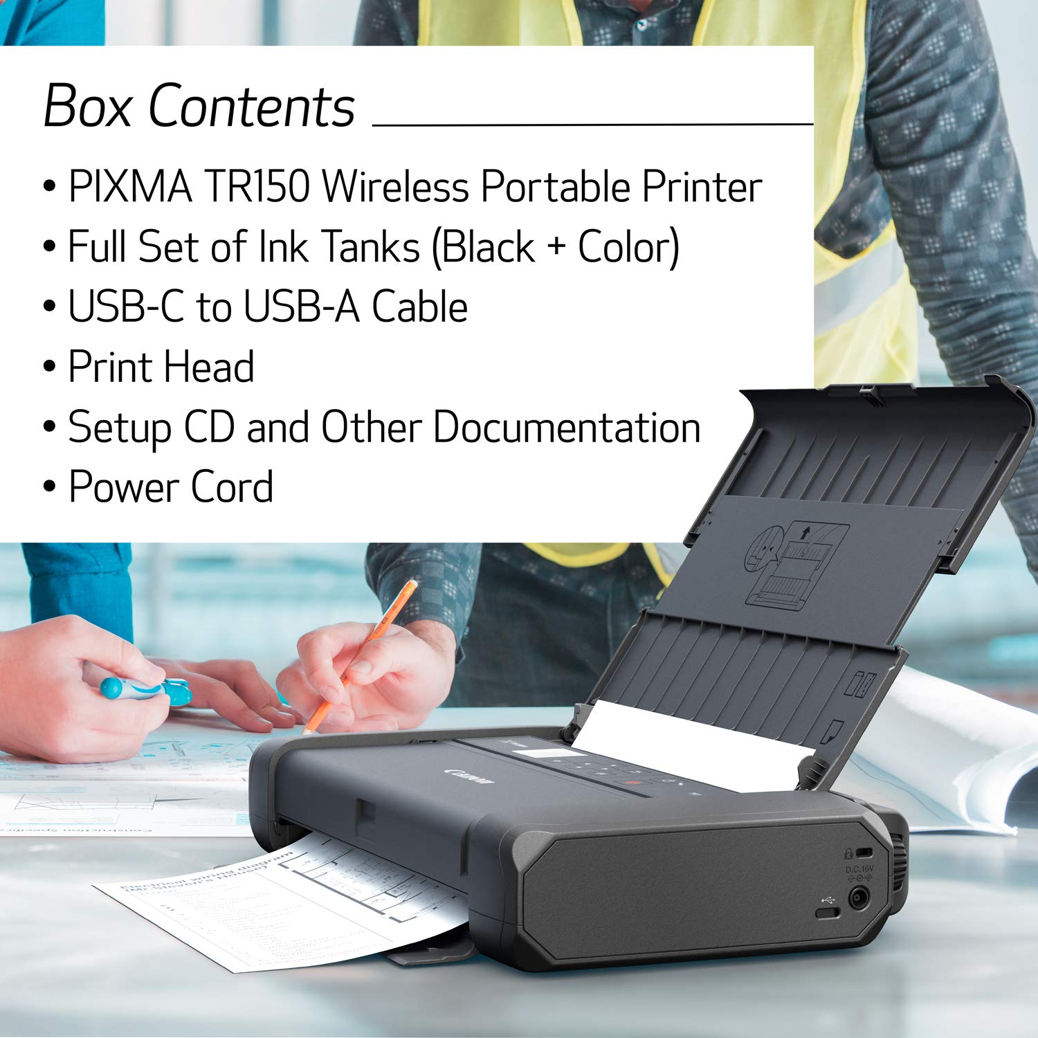 Canon Pixma TR150 - Impresora móvil inalámbrica con Airprint y Cloud Compatible, Color Negro