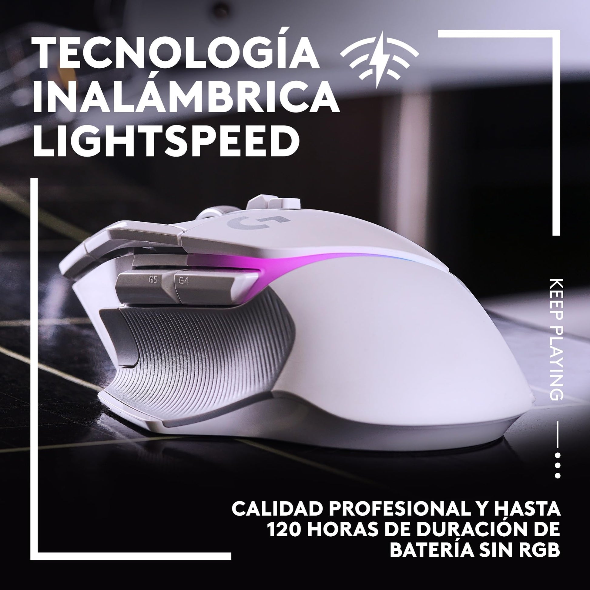 Logitech G502 X Plus Lightspeed Mouse Óptico Inalámbrico RGB para Gaming - Interruptores híbridos LIGHTFORCE, LIGHTSYNC RGB, Sensor Gaming Hero 25K, Compatible con PC - macOS/Windows - Blanco