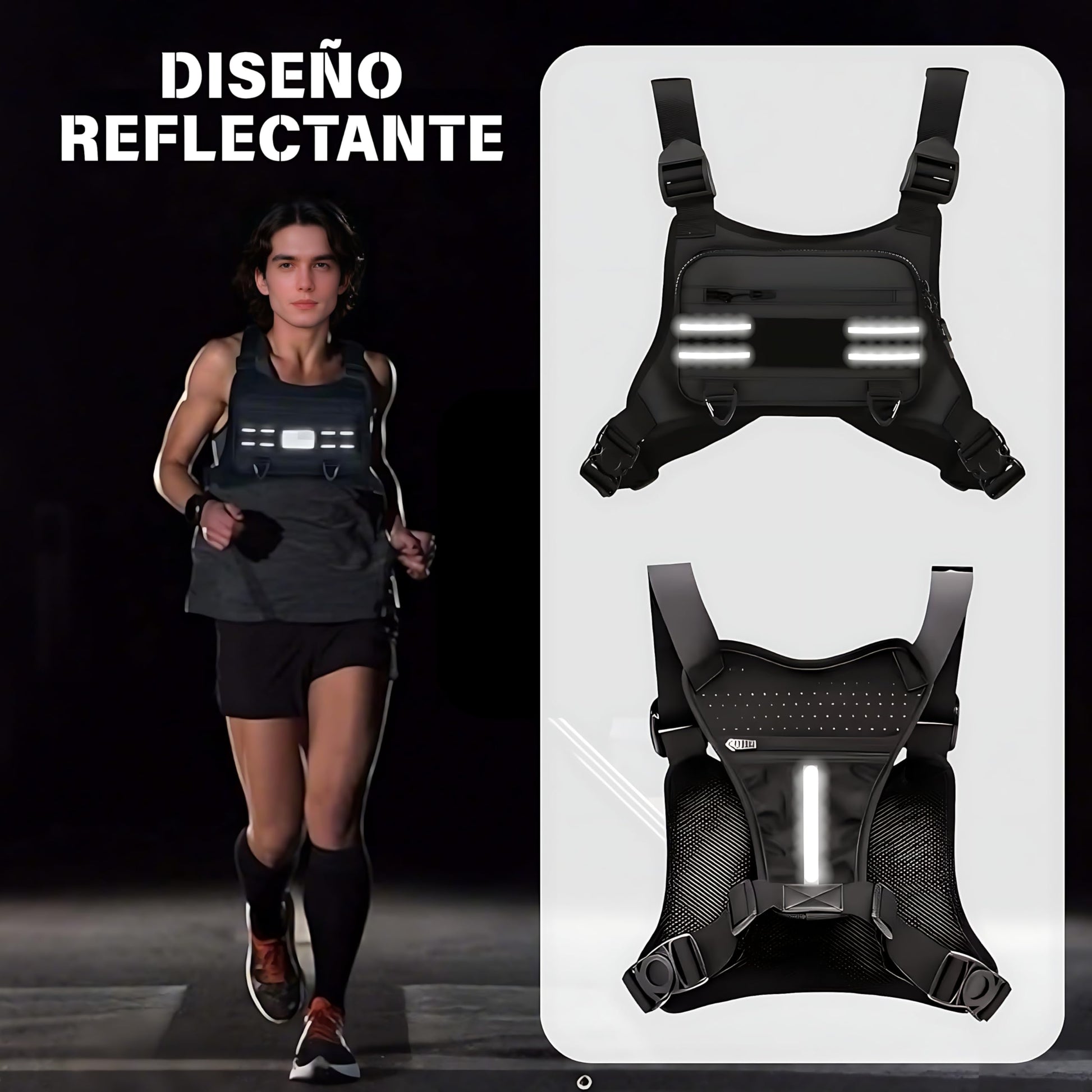 Bolsa de pecho para correr para hombre，Paquete de pecho para exterior impermeable ，Bolsa táctica para correr Multiusos y ligero con soporte para teléfono incorporado y espacio de almacenamiento