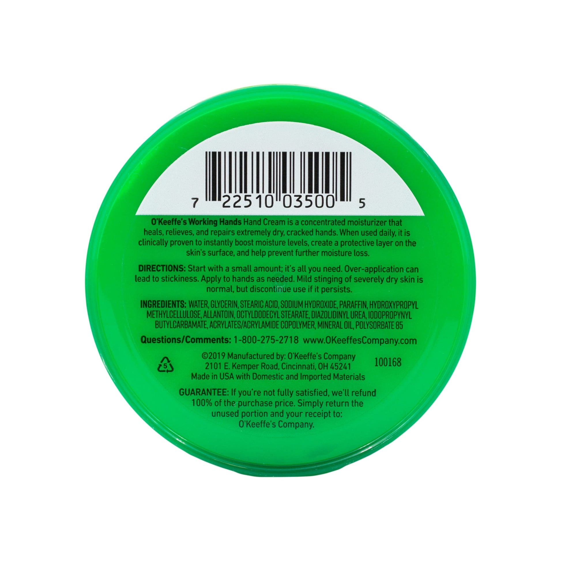 O'Keeffe's Working Hands - Crema para manos, frasco de 100 ml, frasco, 1 unidad, naranja, verde (Orange, Green)
