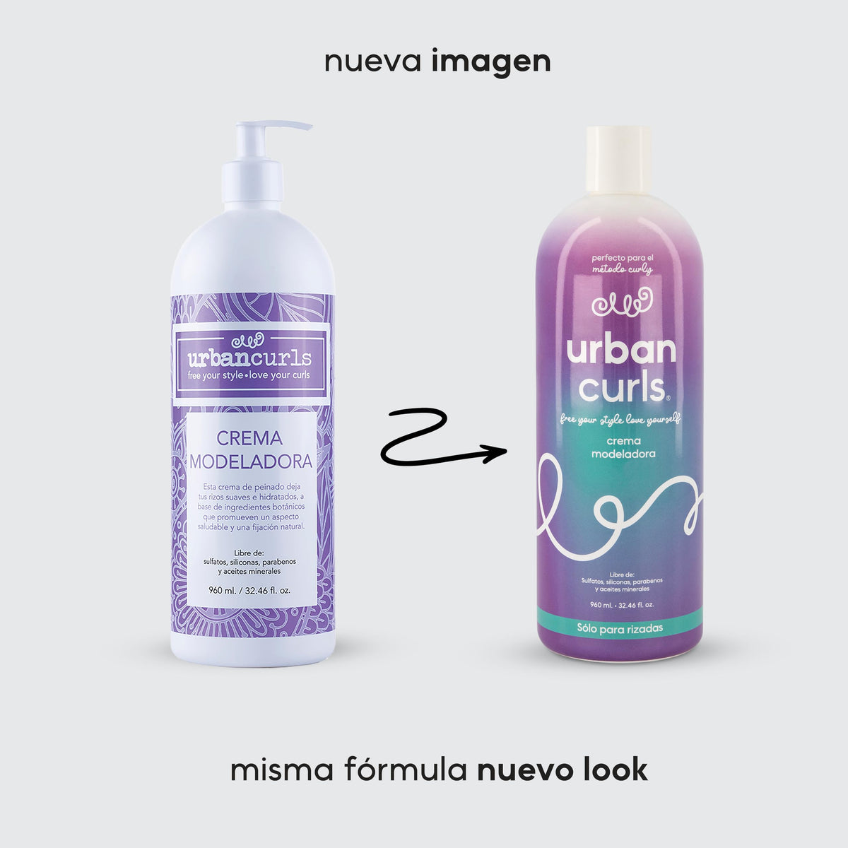 URBAN CURLS Crema Modeladora 960 ml para Cabello Rizado – Definir y Peinar Rizos – Hidratación, Control de Frizz y Suavidad – Sin Sulfatos, Parabenos, Siliconas ni Aceites Minerales – Ingredientes 100% Naturales y Orgánicos