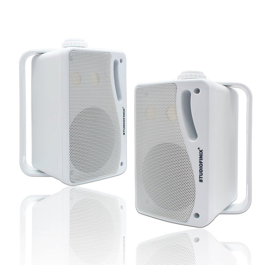 STUDIOFINIX - Altavoces Bluetooth para exteriores de 3.5 pulgadas, impermeables, cableados, 3 vías, 200 W, actualizados, altavoces de montaje en pared, ideal para uso en patio, cubierta, interior y