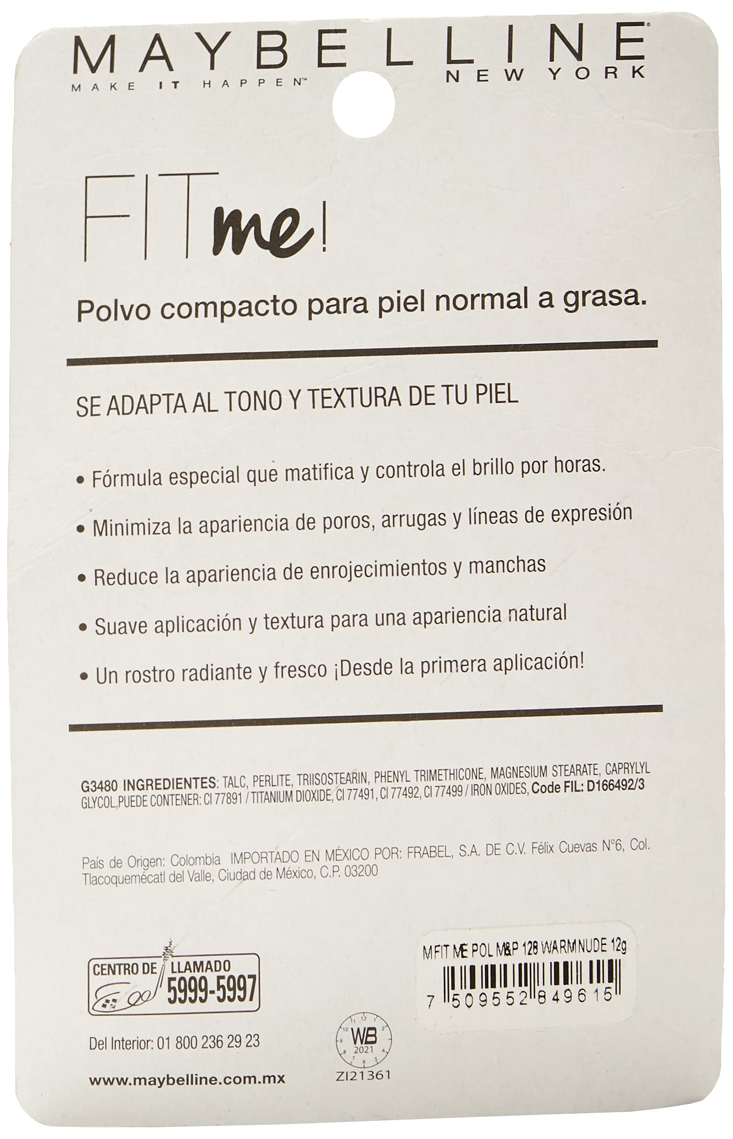 MAYBELLINE Maquillaje en polvo fit me matte & poreless powder 128 nude, new york + Base de Maquillaje Fit Me Matte, 128 Warm Nude