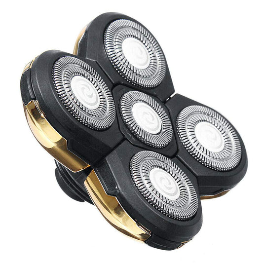Cabezales de cuchilla de afeitar, universales, 5 cabezales de repuesto para cuchillas de afeitar, cabezal de corte giratorio 4D, apto para todas las 5 cuchillas de afeitar (dorado)