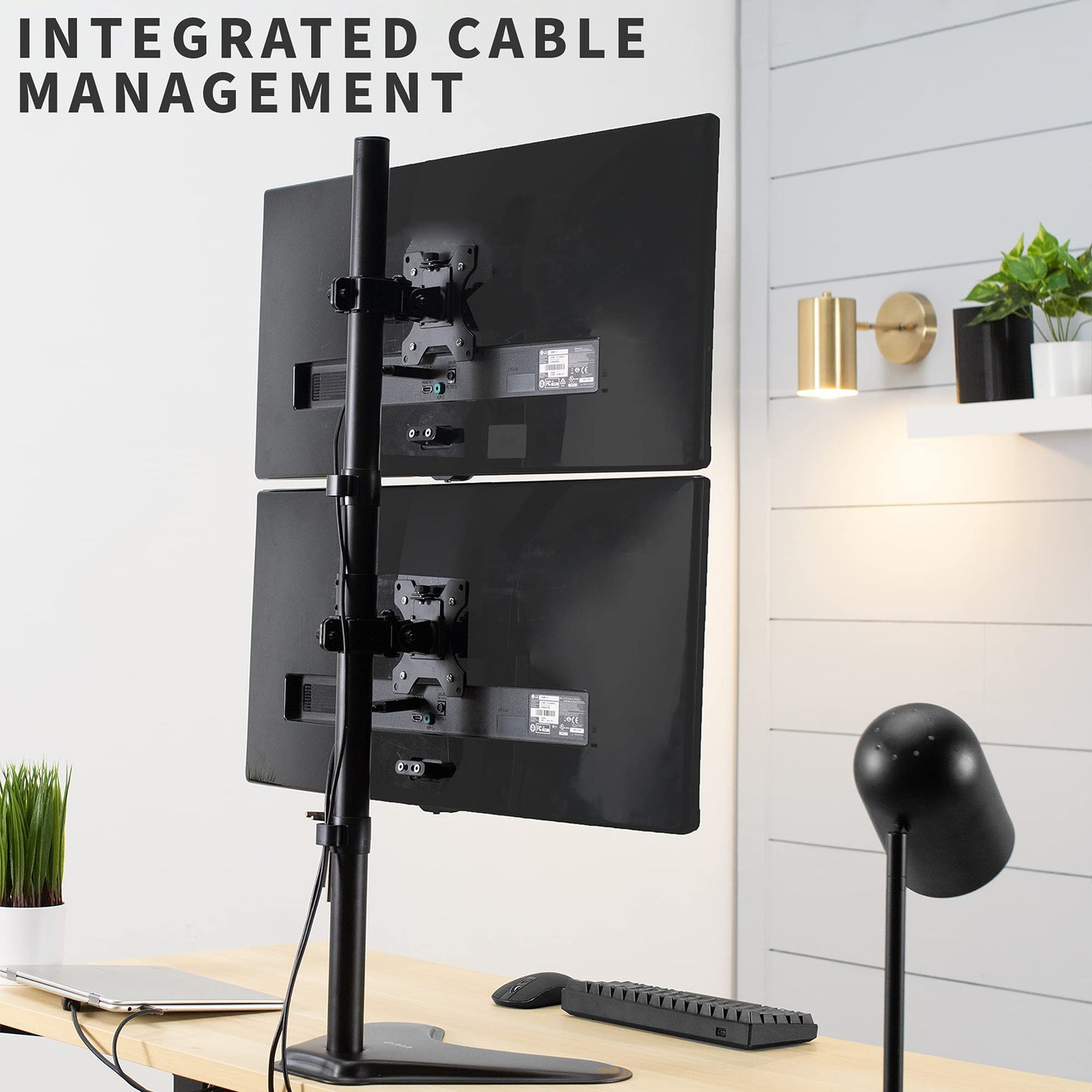Soporte de Escritorio VIVO Negro con Soporte Dual para Monitor LCD