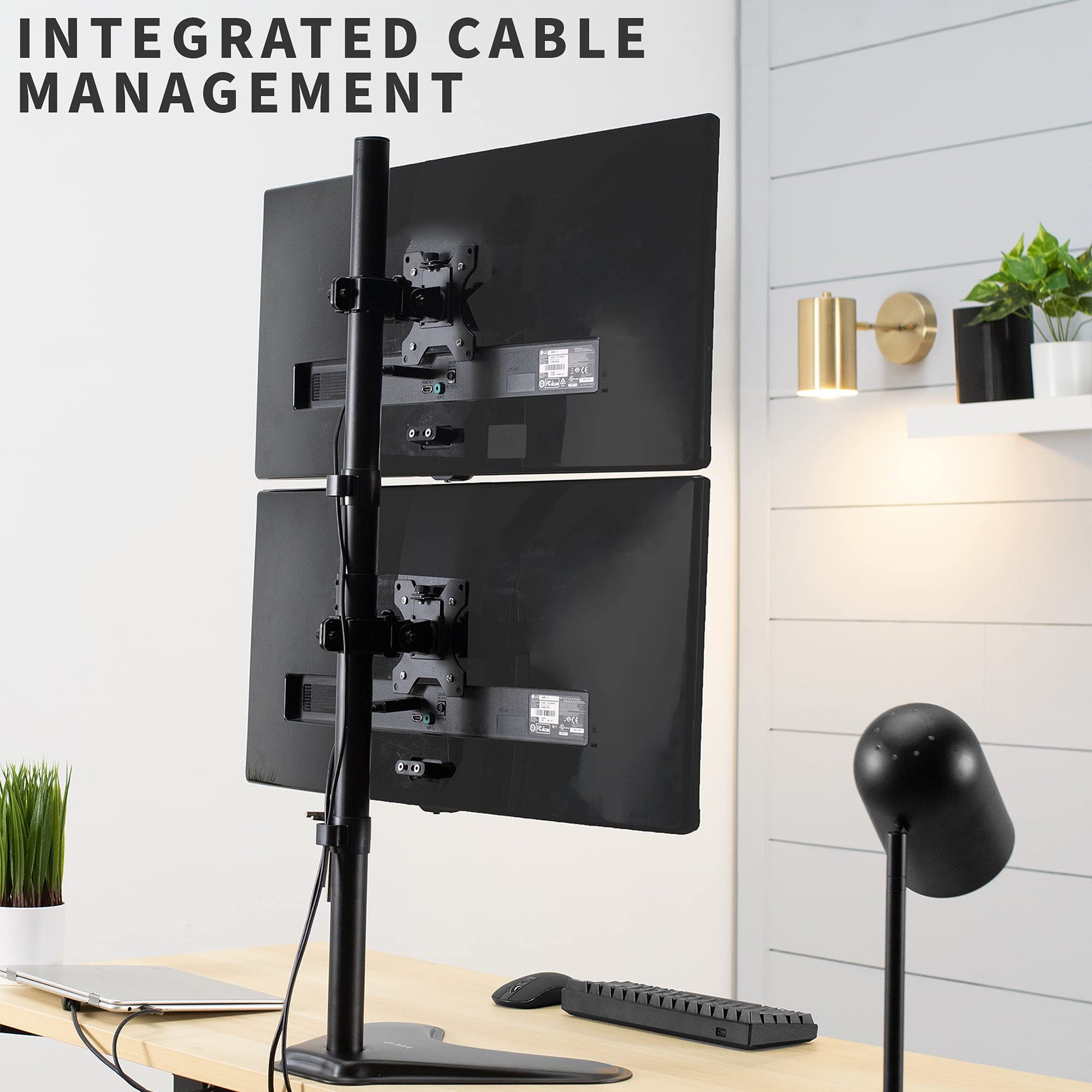 Soporte de Escritorio VIVO Negro con Soporte Dual para Monitor LCD