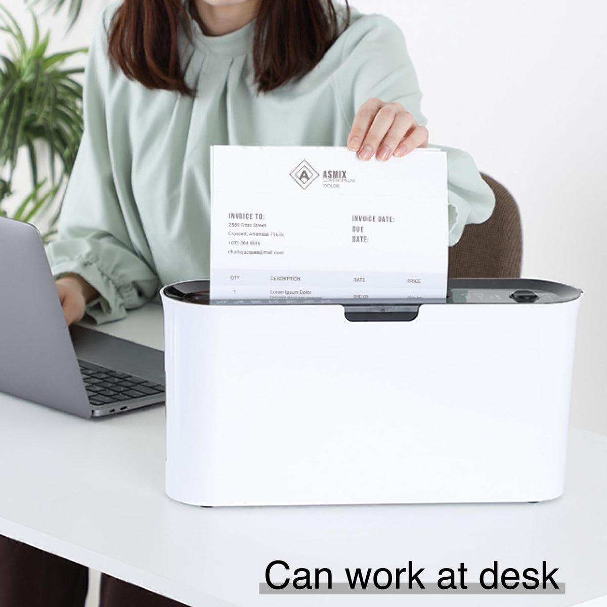 Trituradora de Papel Asmix Compacta Blanca de Corte Transversal para Uso Doméstico y Oficina