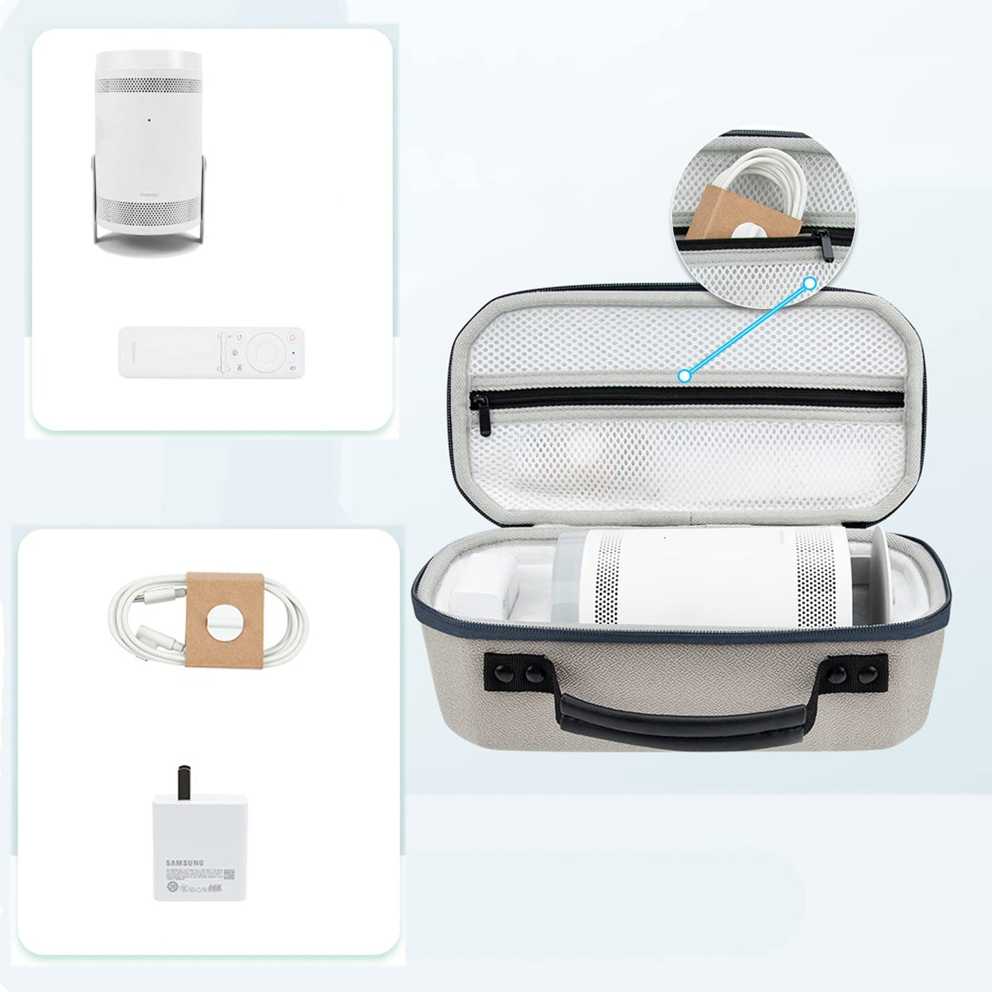 Hzycwgone - Funda rígida para Samsung The Freestyle Smart Portable Projector de 1ª generación y 2ª generación, bolsa de almacenamiento de viaje para el proyector portátil inteligente Freestyle