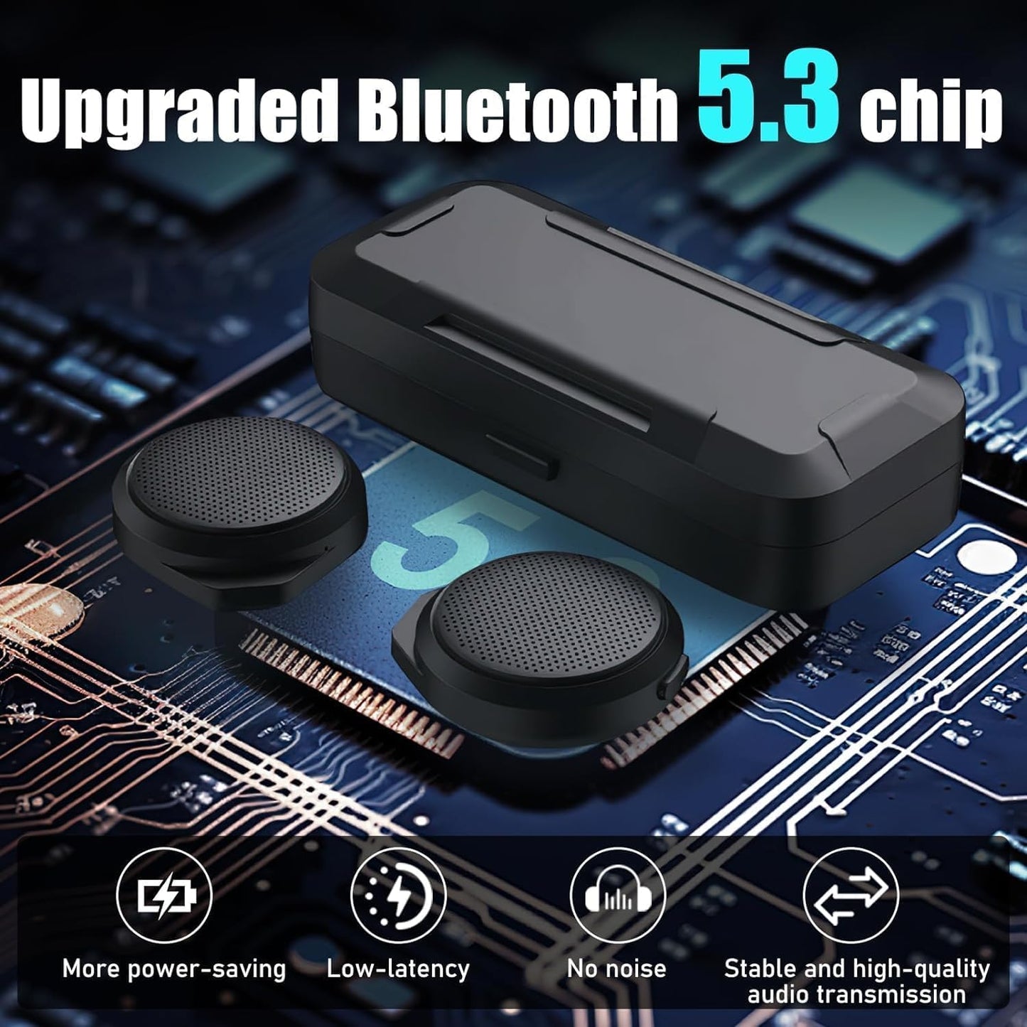 OBEST Auricular Bluetooth para Motocicleta, Altavoz Bluetooth para Casco con Pantalla LED, Impermeable Auriculares Bluetooth inalámbricos para Esquiar, 1900mAh, Micrófono Integrado para Llamadas