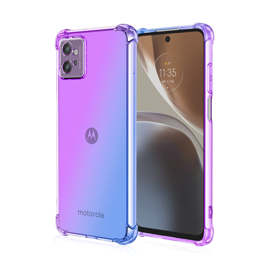 DABUNA Funda para Moto G32 Case Uso Rudo,Transparente Colores Degradados Protectora de Cámara Anticaída Carcasa Bumper(Púrpura Azul)