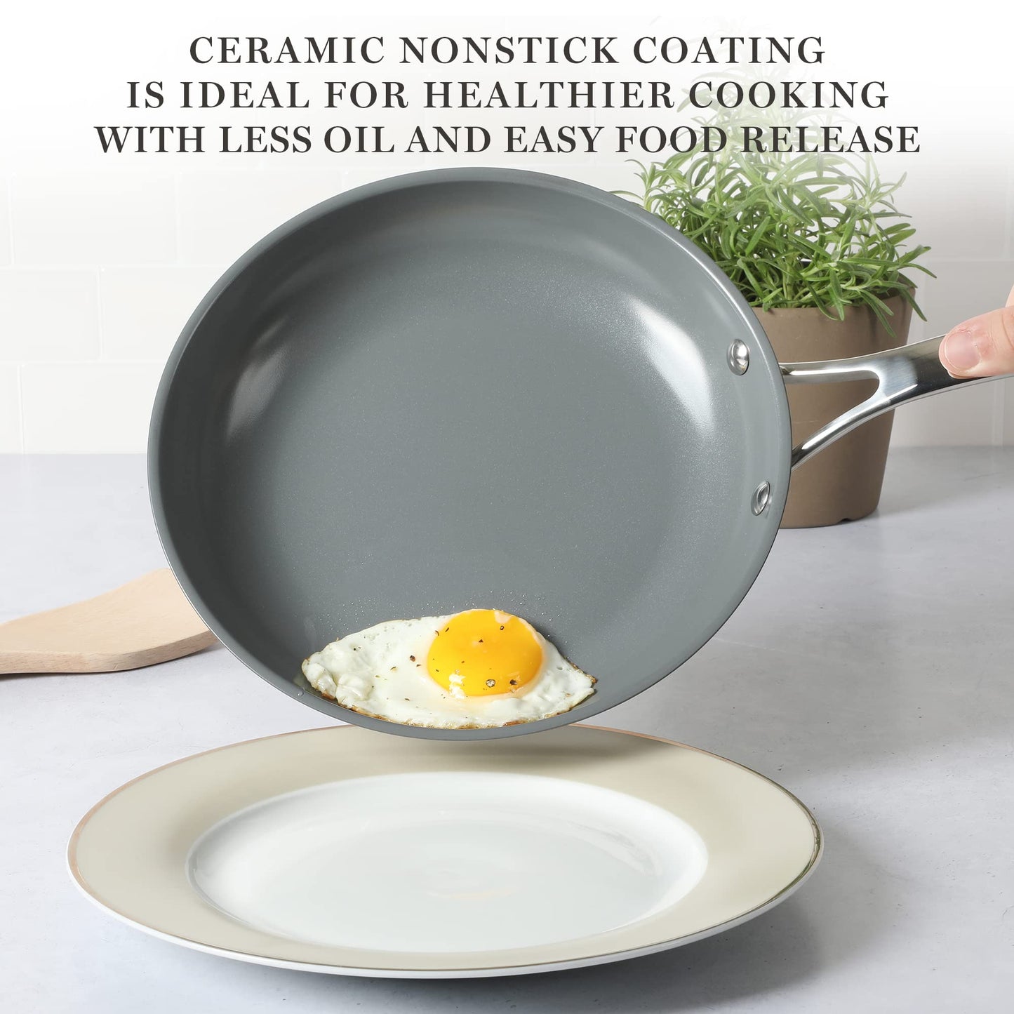 Juego de Utensilios de Cocina Martha Stewart Acero Inoxidable Cerámica Antiadhereente