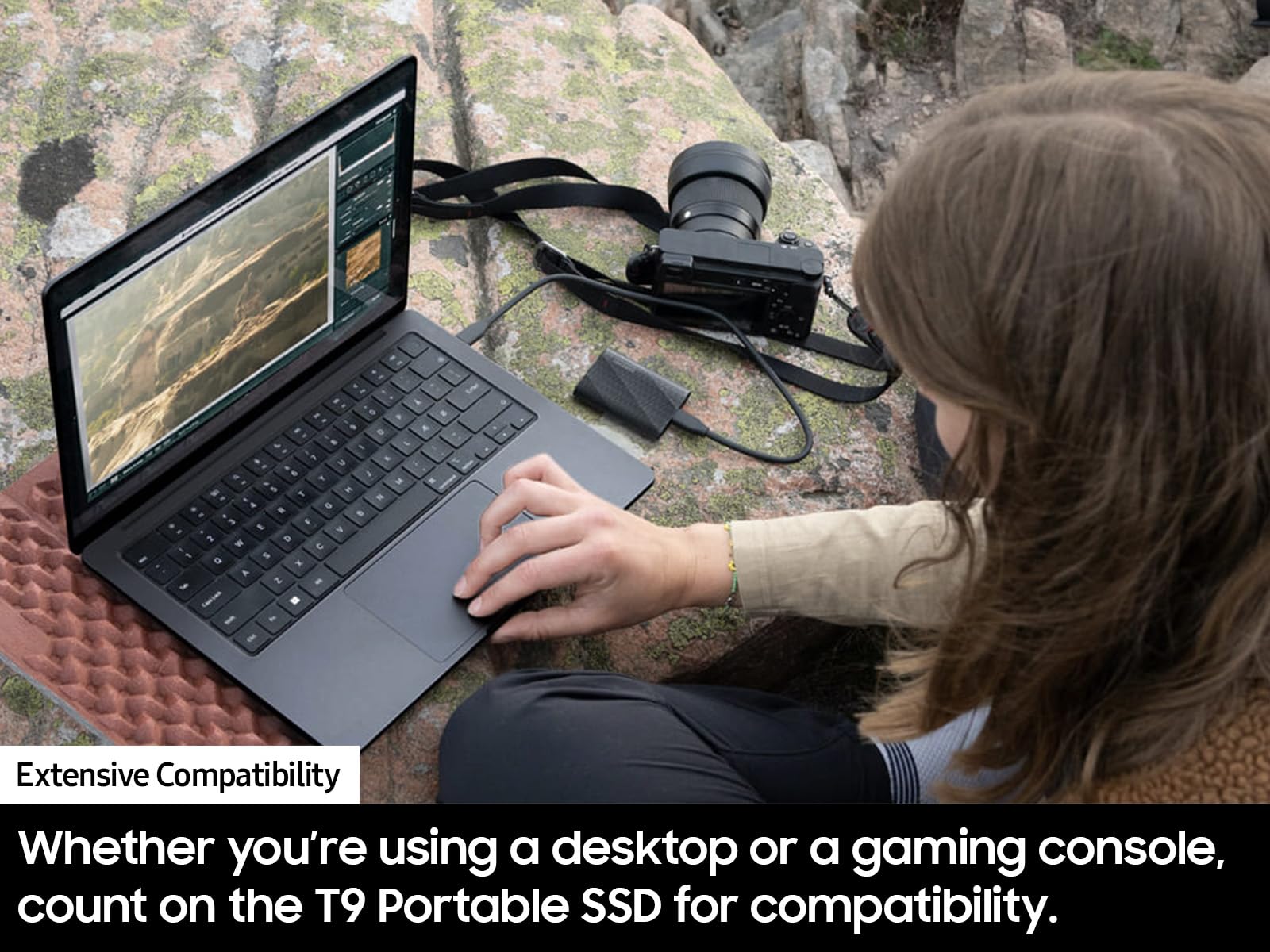 SSD Portátil Samsung 2TB Negro Resistente para Fotógrafos y Creadores de Contenido