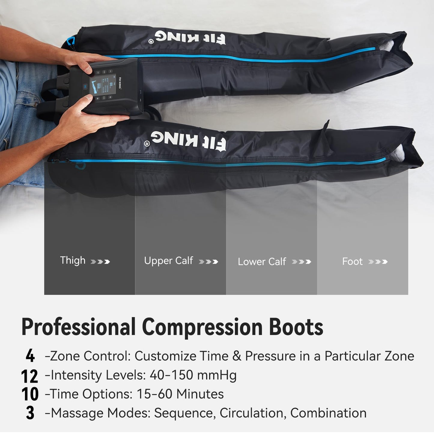 Masaje de Piernas FIT KING Inalámbrico Recargable para Recuperación y Relajación para Atletas