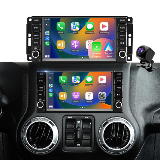 Radio Estéreo Jeep Wrangler JK 2007-2017 Dodge Ram Avenger Compass Patriot CarPlay Bluetooth Inalámbrico
