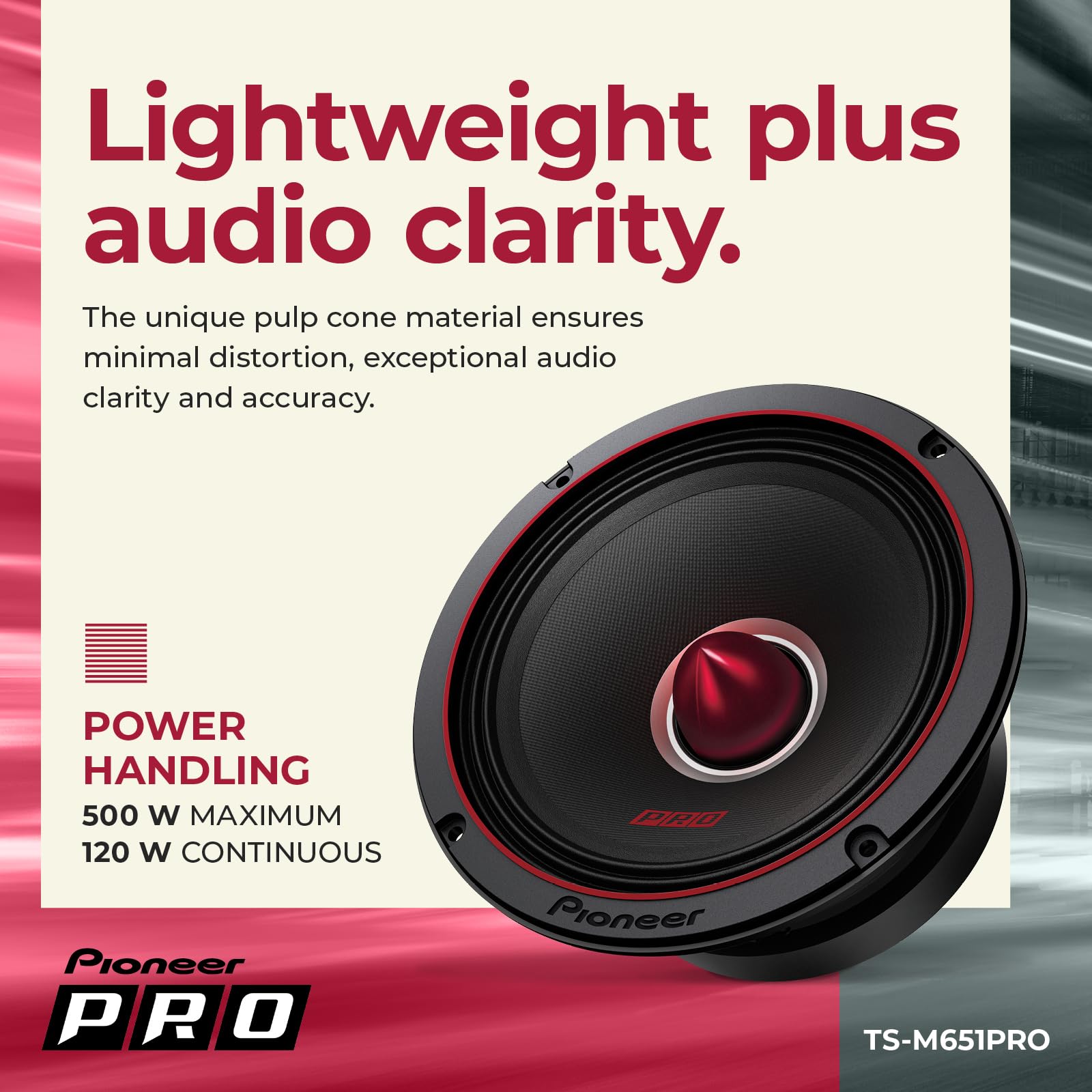 Altavoces PIONEER P.R.O. Series TS-M651PRO 6.5 Pulgadas 300W Alto SPL Audio Profesional para Automóviles