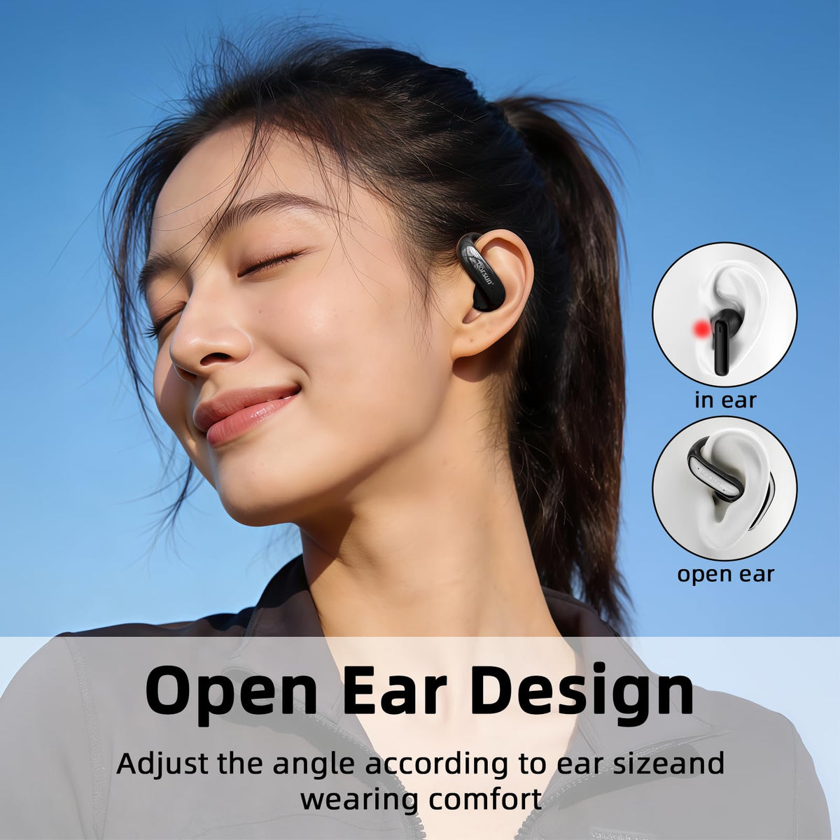 Auriculares Inalámbricos Gorsun Bluetooth 6.0 Negro con Control Táctil y Ganchos para los Oídos