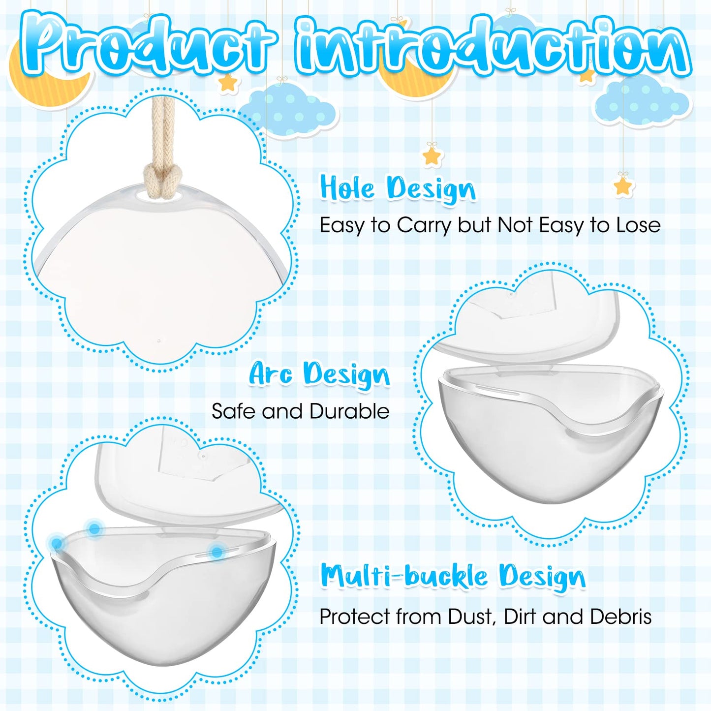 Estuche para Chupón Bebé Transparente con Clip para Viajes