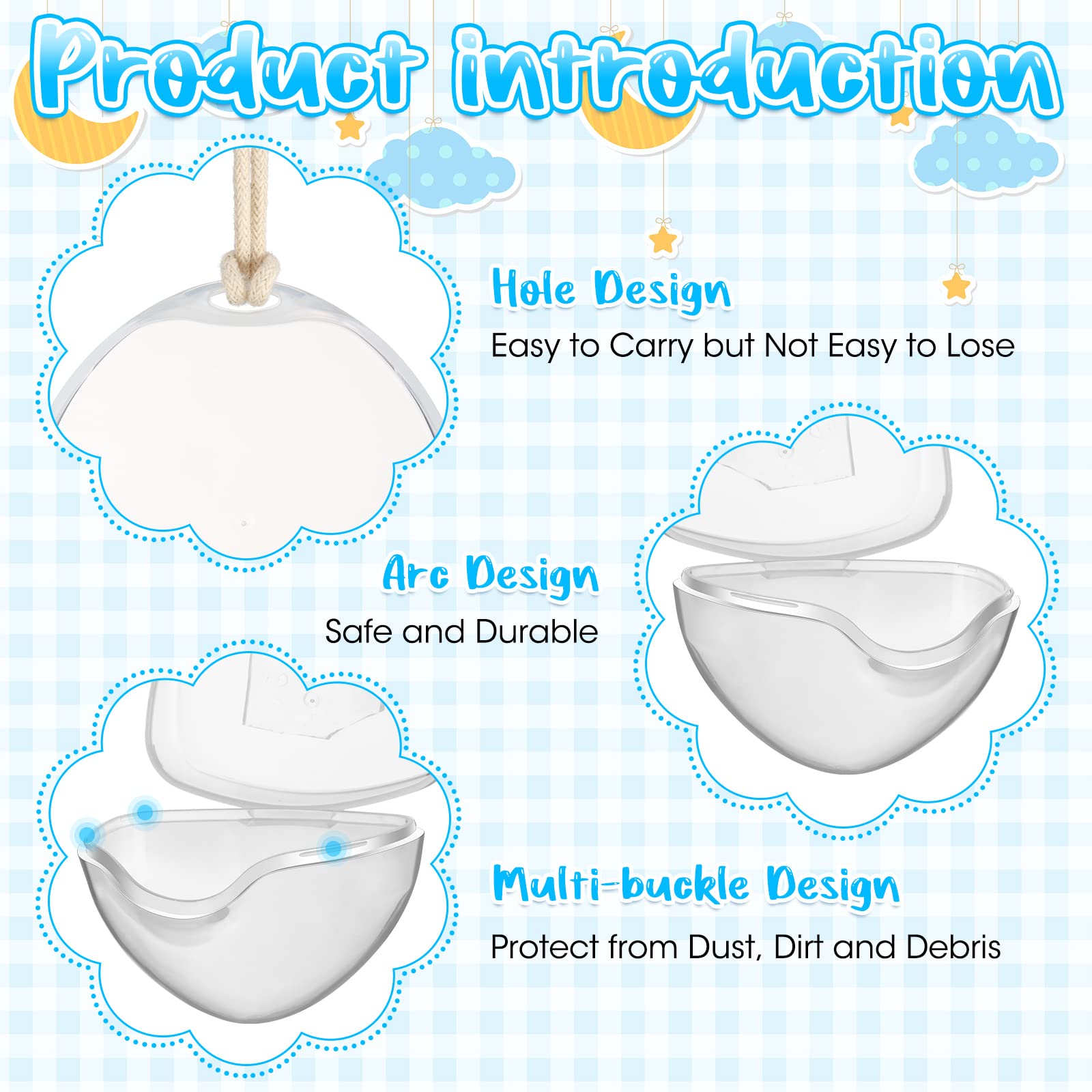 Estuche para Chupón Bebé Transparente con Clip para Viajes