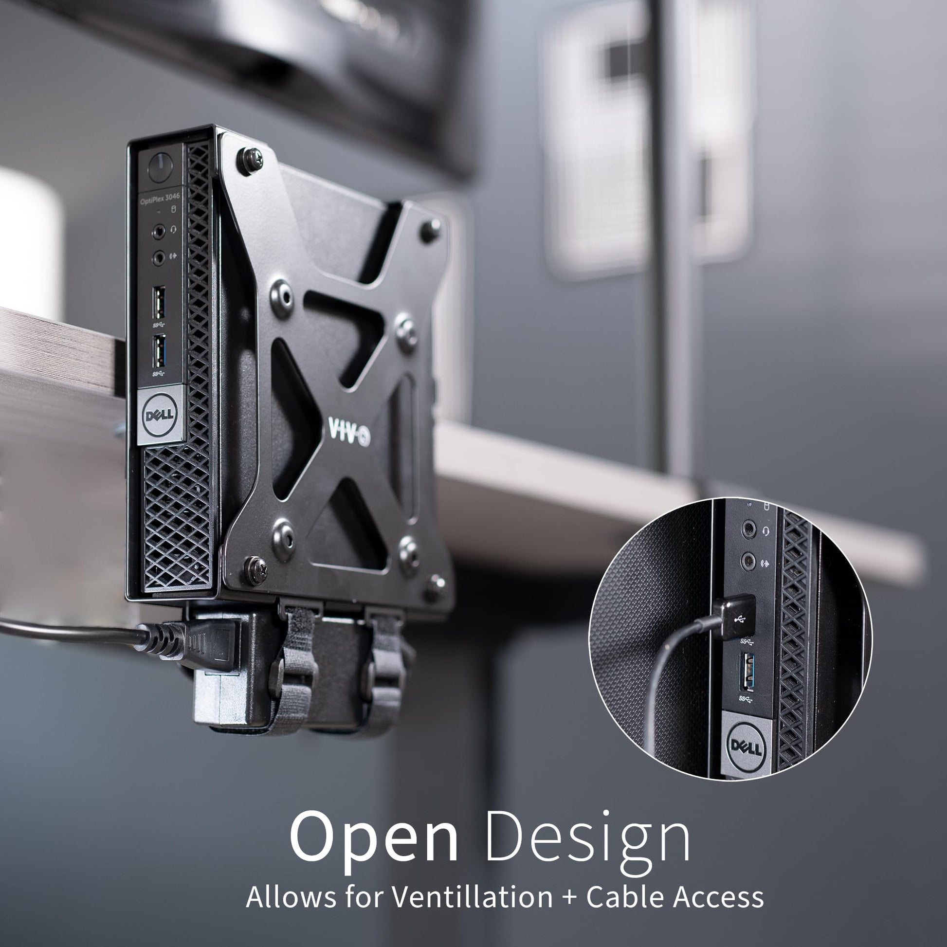 Soporte VESA para Monitor VIVO Negro con Abrazadera, Diseñado para Dell OptiPlex Micro CPU
