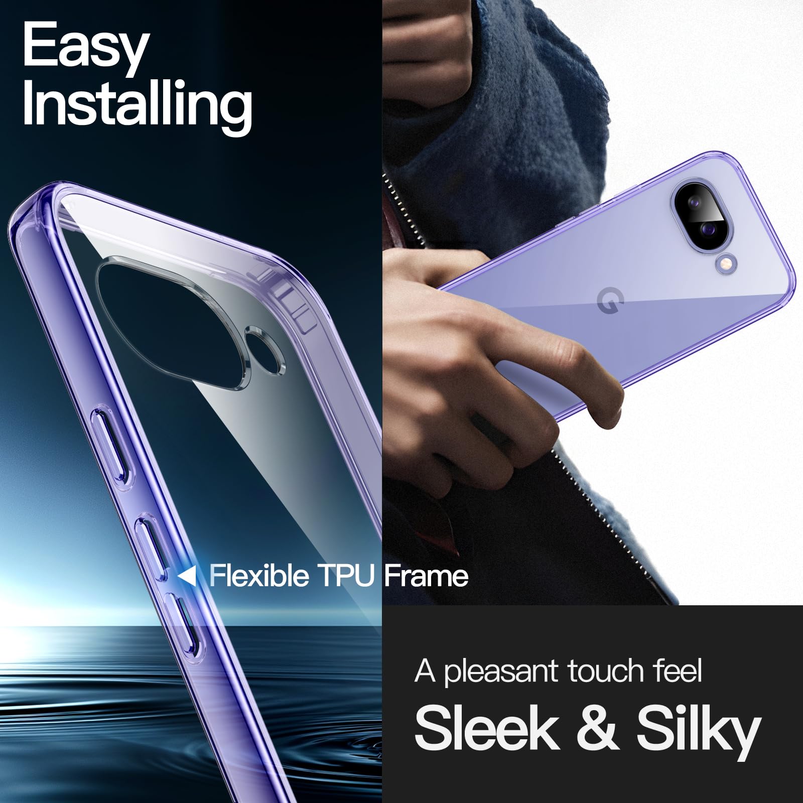 JETech Funda para Google Pixel 9a 6.3 Pulgadas 2025, Carcasa Anti-Amarillo Antigolpes Protectora, Respaldo Anti-Arañazos PC Dura (Lila)