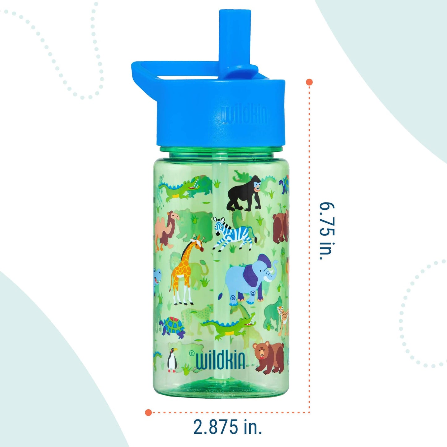 Wildkin Kids - Botella de agua de 16 onzas, sin BPA, tapa a prueba de fugas, duradera y fácil de limpiar, animales salvajes