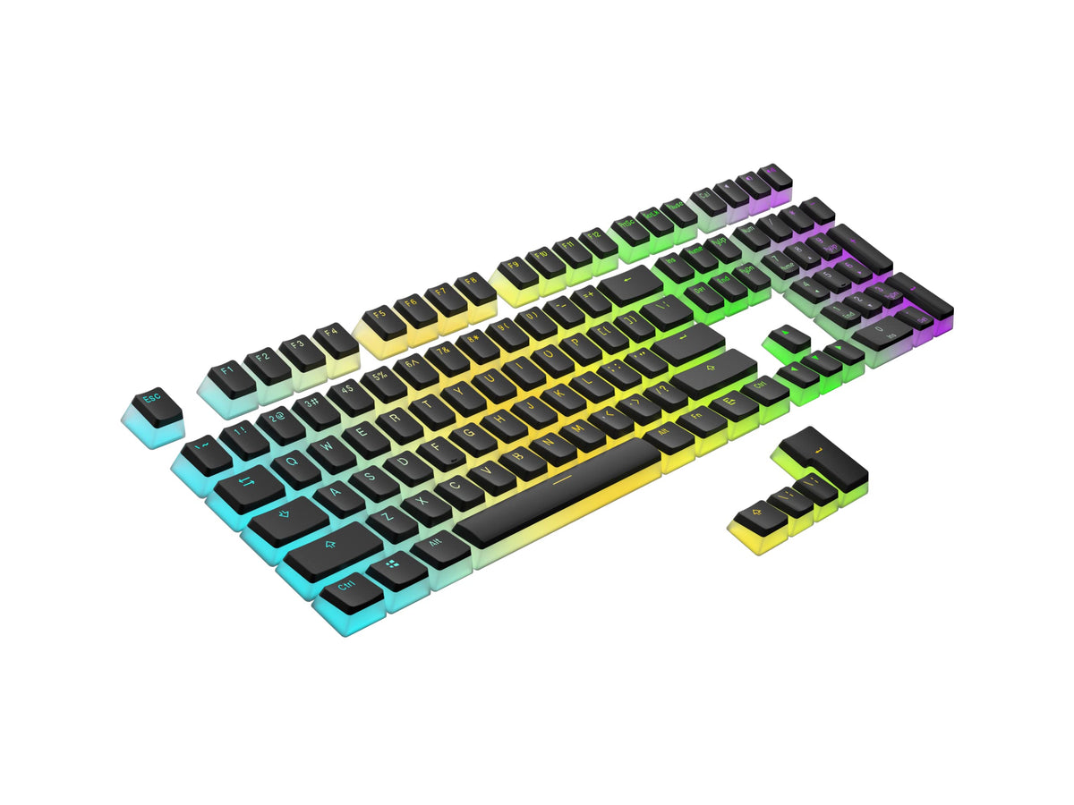 Teclas PBT Ranked Negro Diseño Translúcido para Teclado Mecánico RGB Juegos Perfil OEM 112 ANSI e ISO