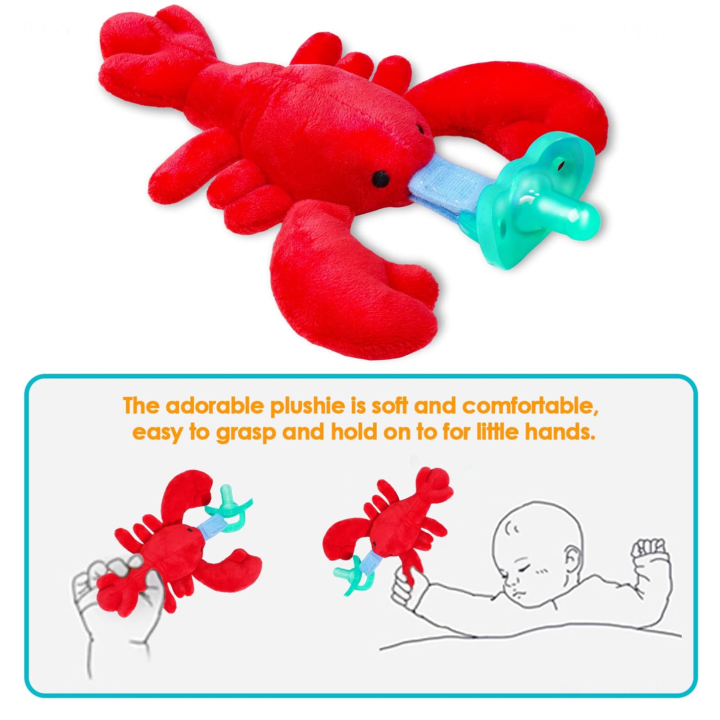 Chupete NiBaby Langosta Felpa Desmontable de Silicona para Bebé Recien Nacido