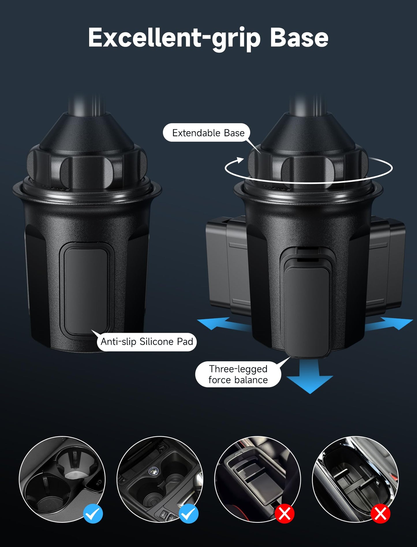 Soporte para Teléfono Celular JSAUX Metal Ultra Estable para Portavasos de Coche Ajustable