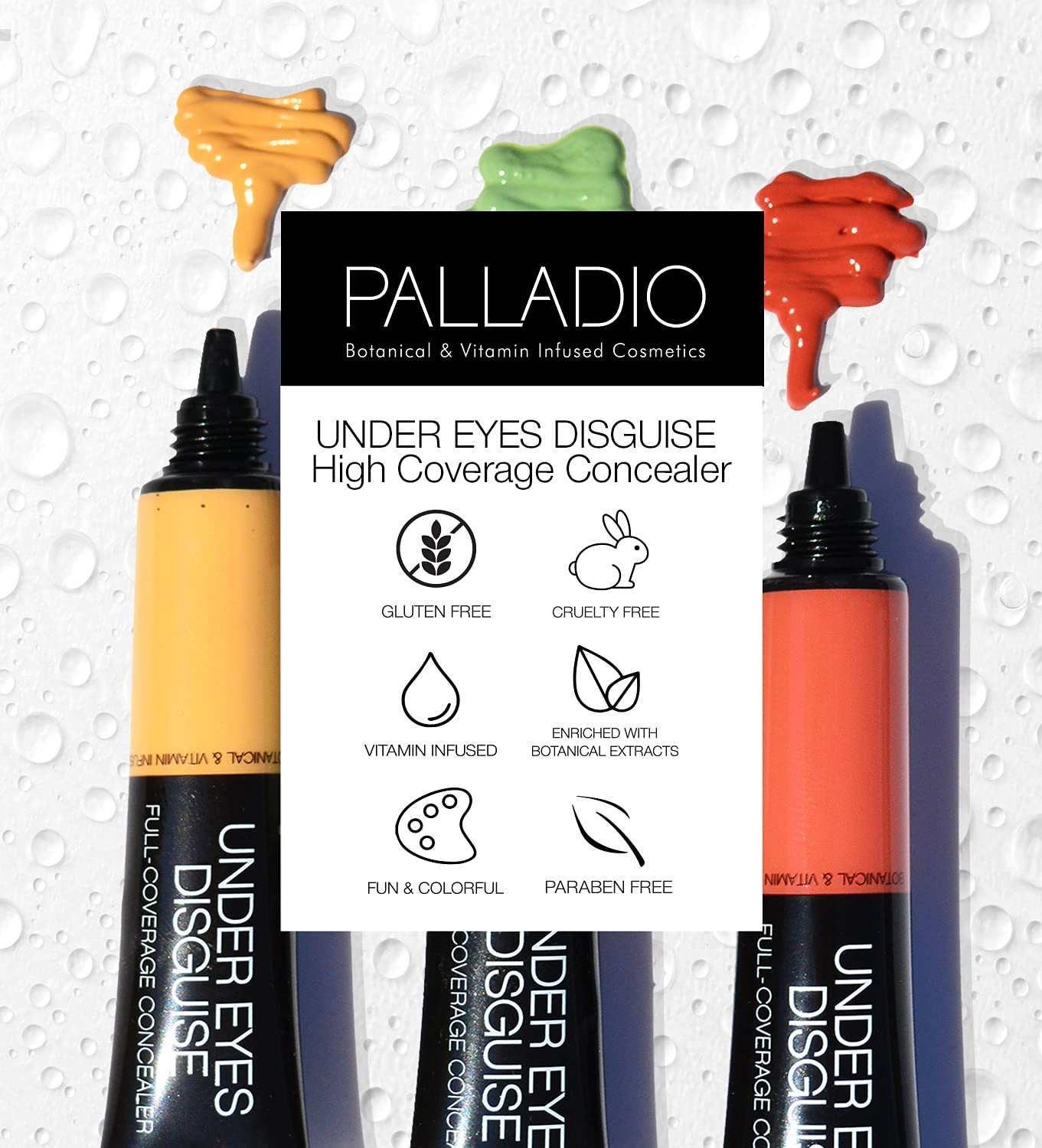Palladio Corrector de Cobertura Completa, Disfraz para Ojos, Corrector Facial y para Ojos Cremoso, Unifica el Tono de la Piel, Oculta Imperfecciones, Ojeras y Líneas Finas, Custard