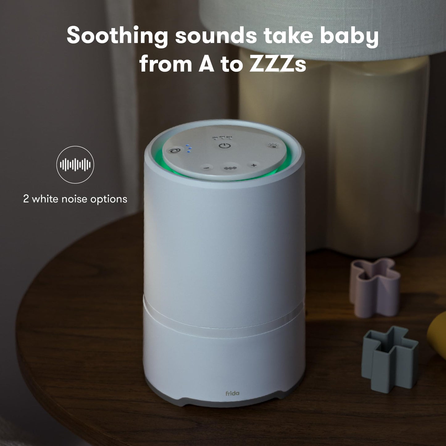 Frida Baby| Purificador de Aire 3 en 1 + Sonido + Luz de Noche| Máquina de Sonido| 3 Velocidades