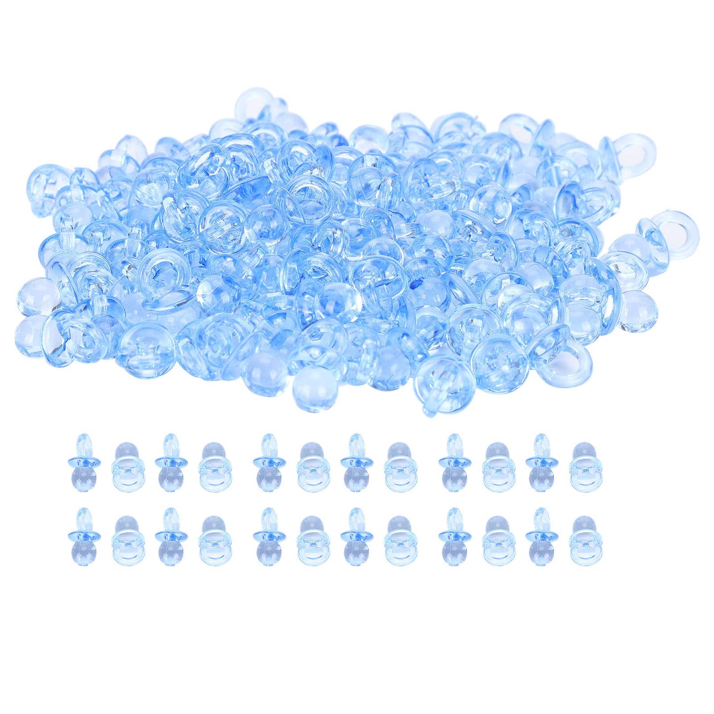 Chupete de Acrílico para Baby Shower 200 Piezas Azul para Decoraciones y Juegos
