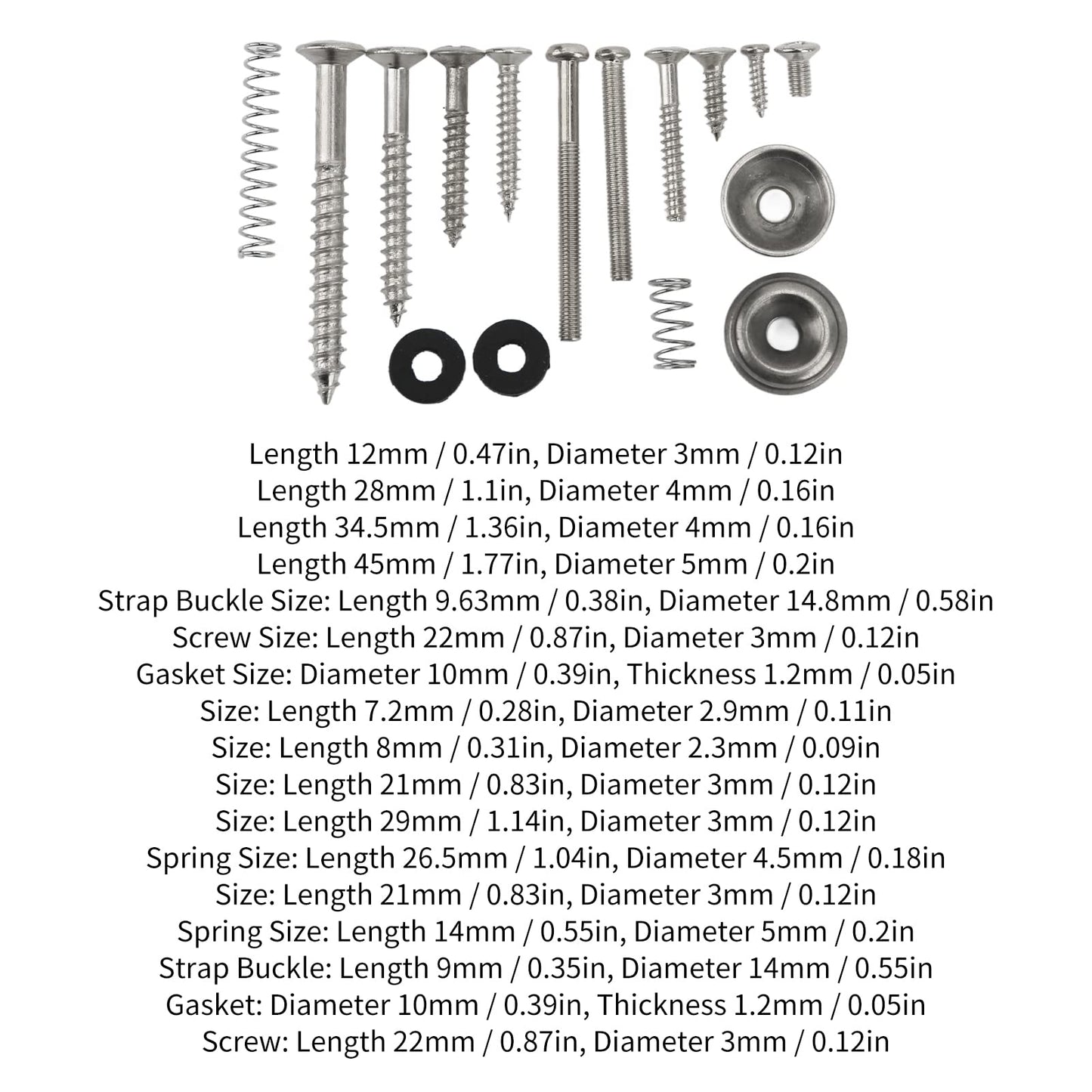 Shanrya Tornillos Reemplazo de Resorte, Kit de Tornillos para Guitarra eléctrica Rosca estándar Alta dureza para reparación de Instrumentos Musicales(Plata)